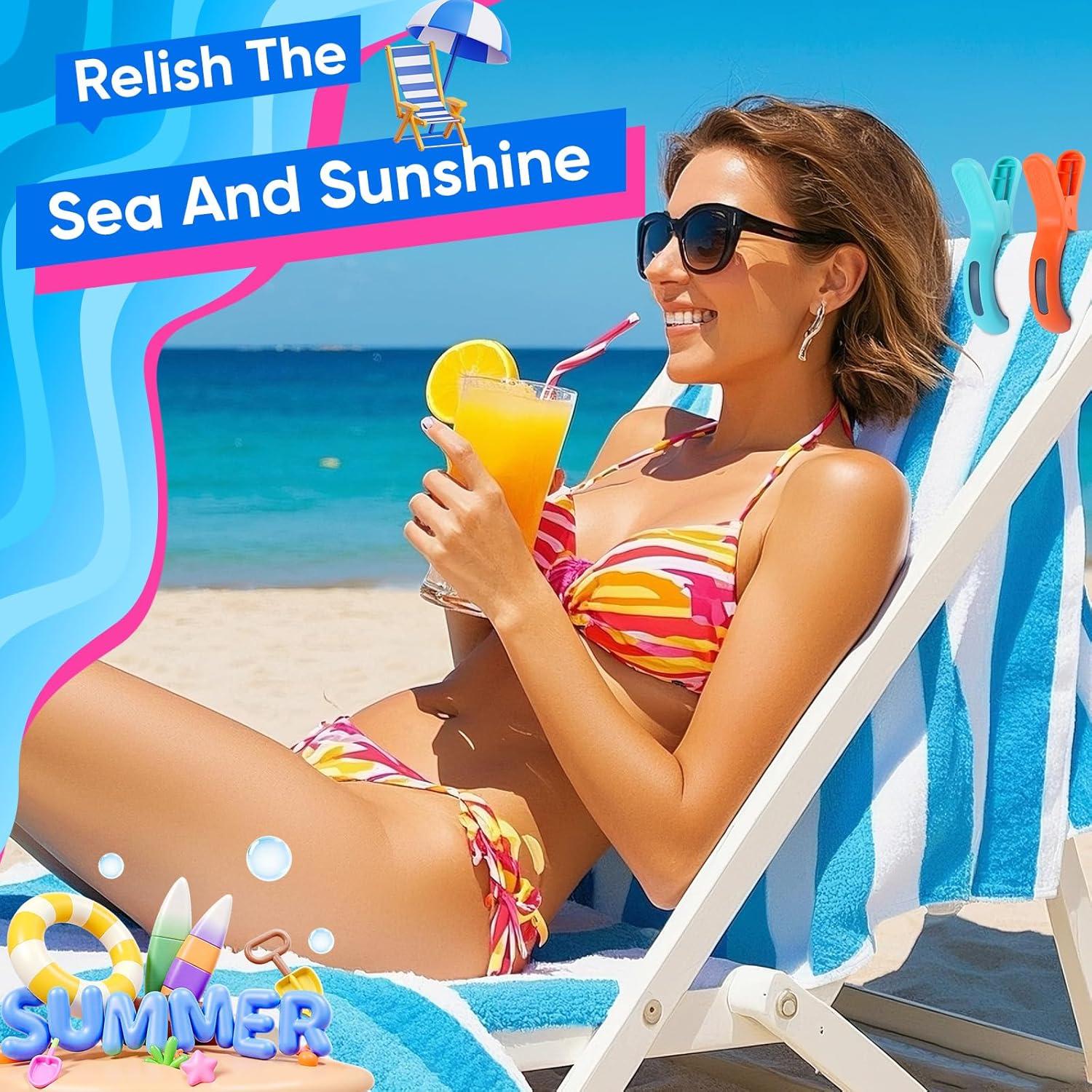 Pinzas de Toalla Grandes HiGift 8 Piezas para Sillas de Playa