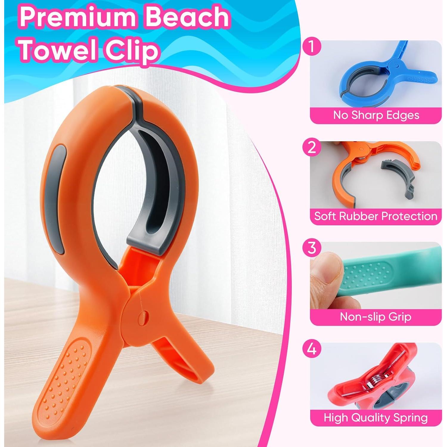 Pinzas de Toalla Grandes HiGift 8 Piezas para Sillas de Playa