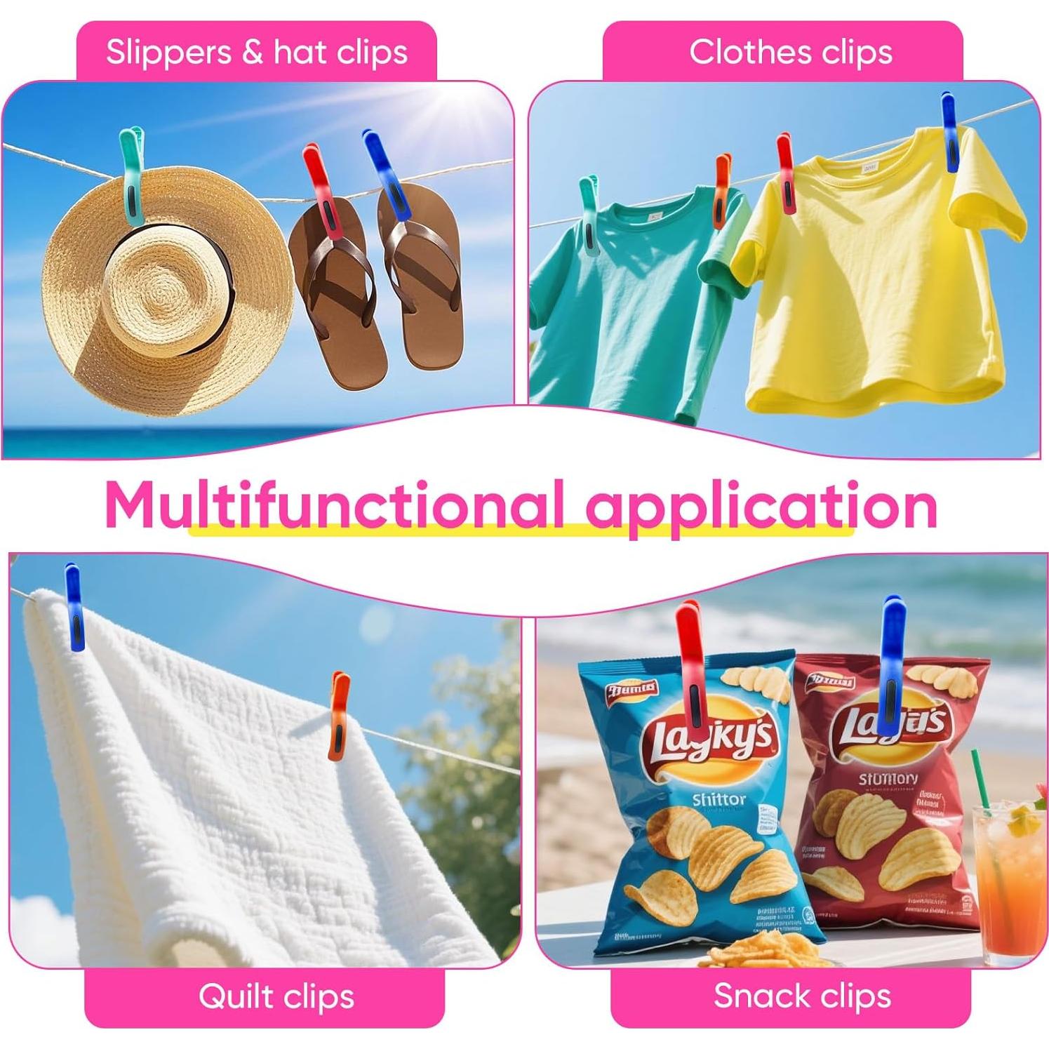 Pinzas de Toalla Grandes HiGift 8 Piezas para Sillas de Playa