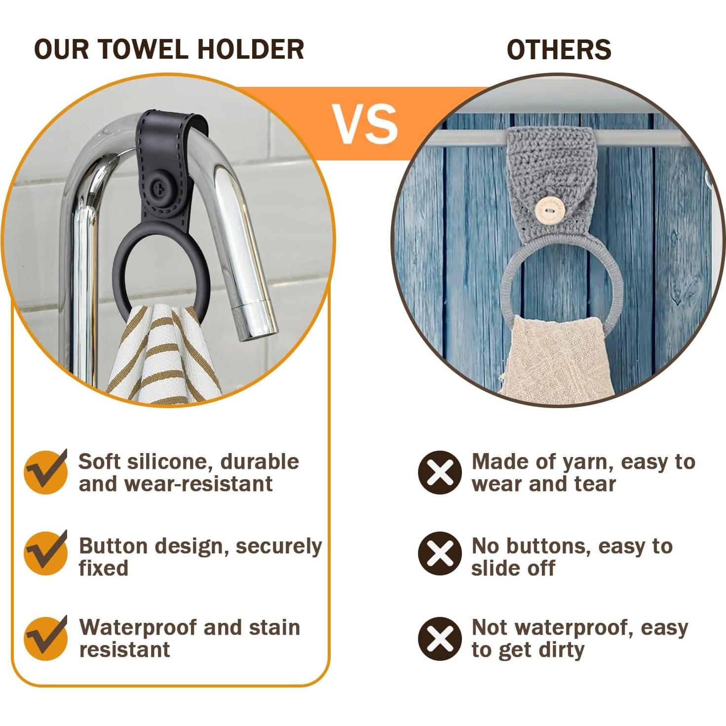 Soporte de Toalla de Silicona Aecsze - Antideslizante Negro