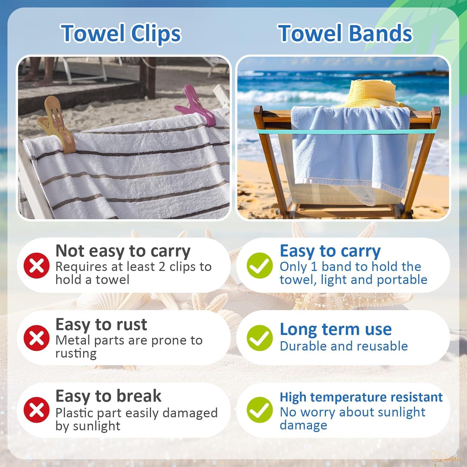 Bandas para Toallas MAQIHAN - 6 Piezas Silicona 30cm