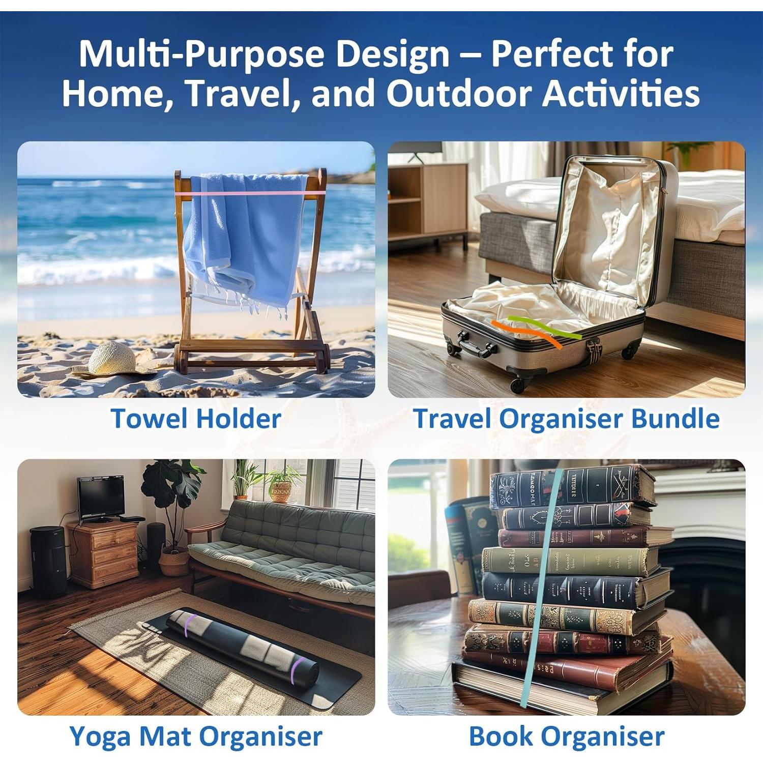 Bandas para Toallas MAQIHAN - 6 Piezas Silicona 30cm