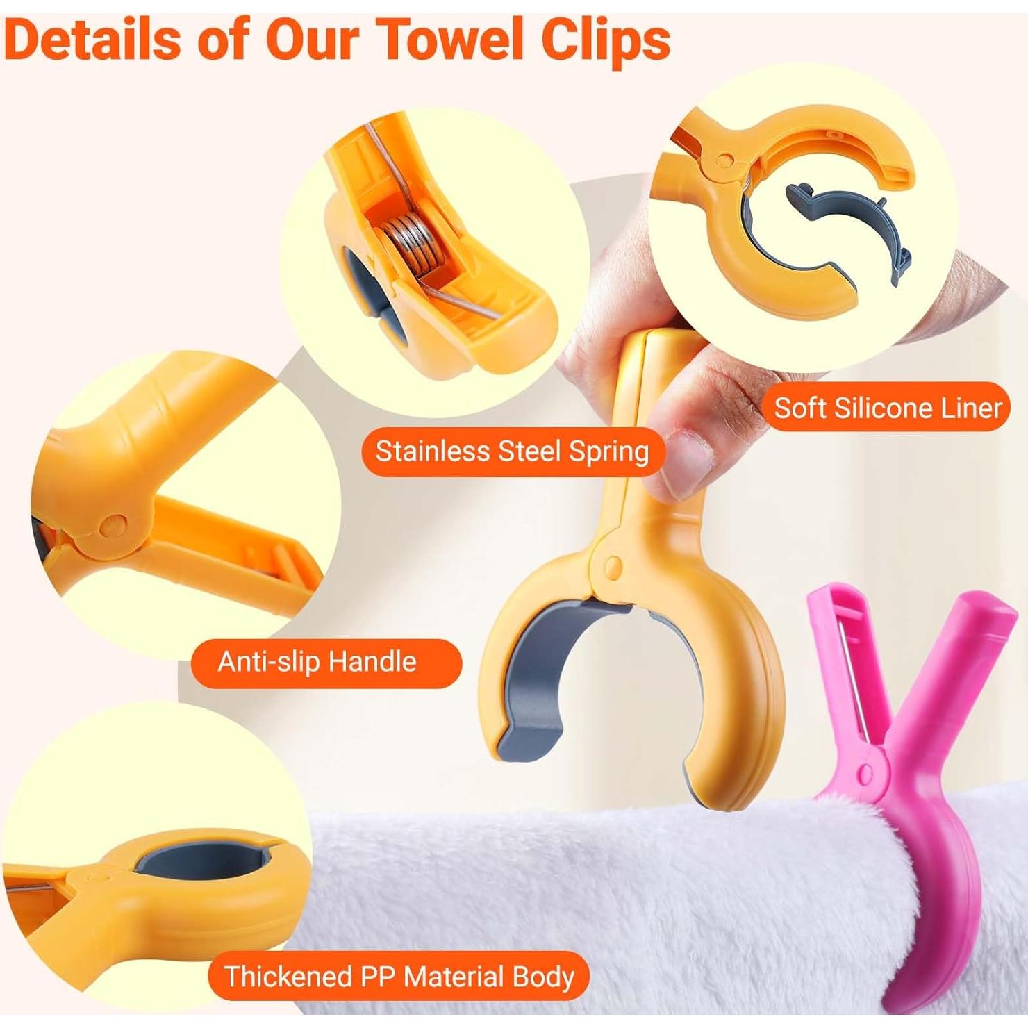 Paquete de 12 Clips para Toallas de Playa Yefall - 6 Colores