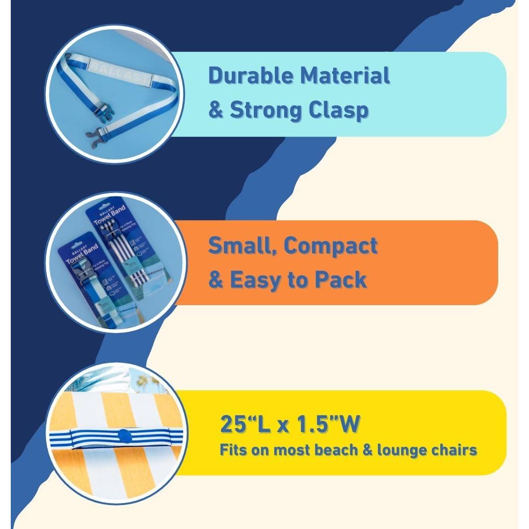 Banda de Toalla Ballast Rayas Dobles - Asegura Toallas y Almohadas