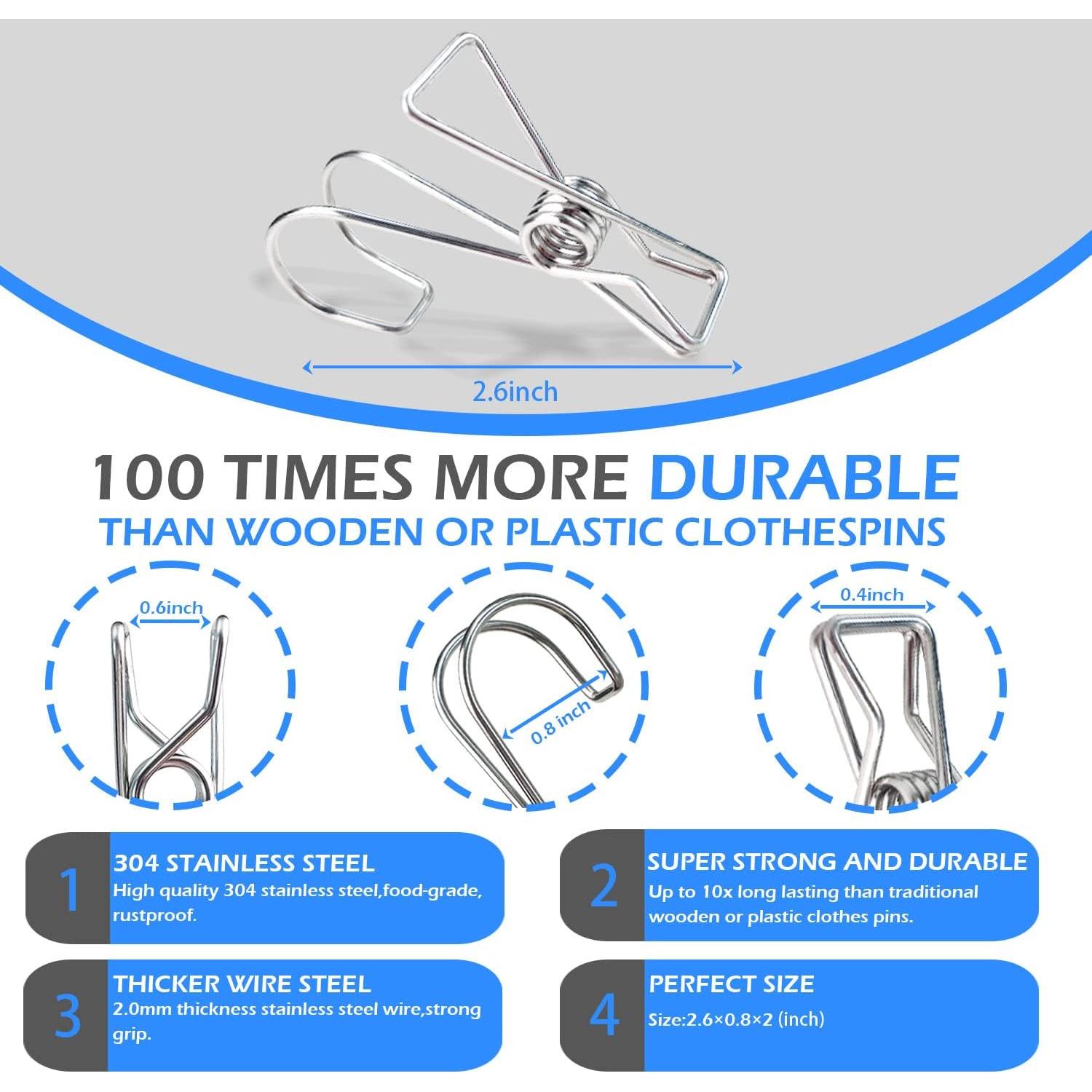 14 Clips de Acero Inoxidable 304 Kehail para Colgar Artículos