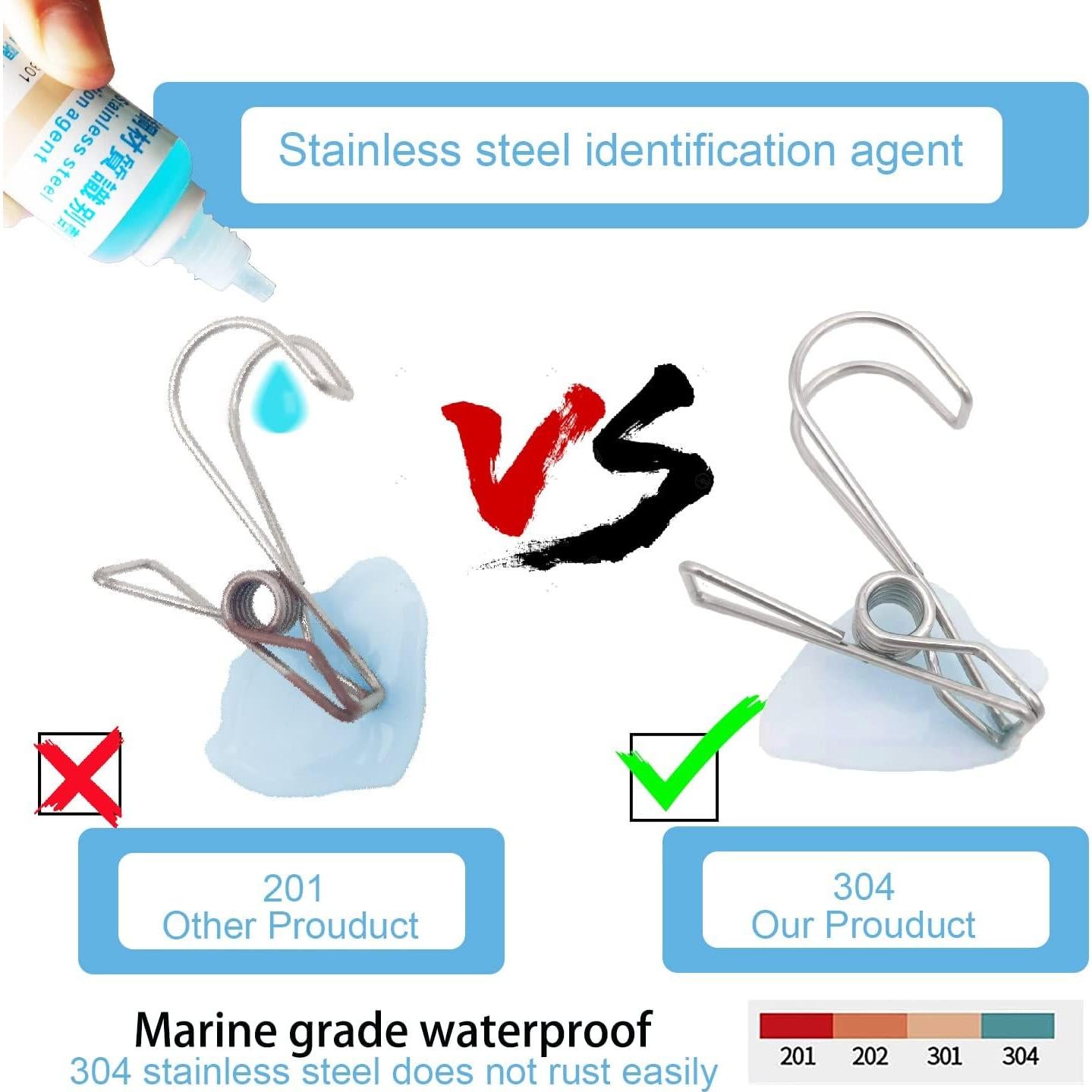 14 Clips de Acero Inoxidable 304 Kehail para Colgar Artículos