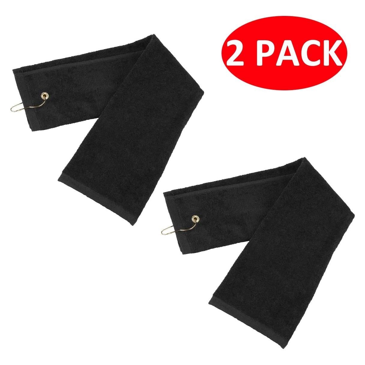 Paquete de 2 Toallas de Golf Plegables Yuyeran 40x30cm Negro