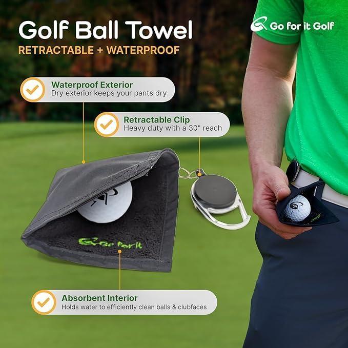 Toalla de Golf Go For It 11.43cm Impermeable con Clip Retráctil