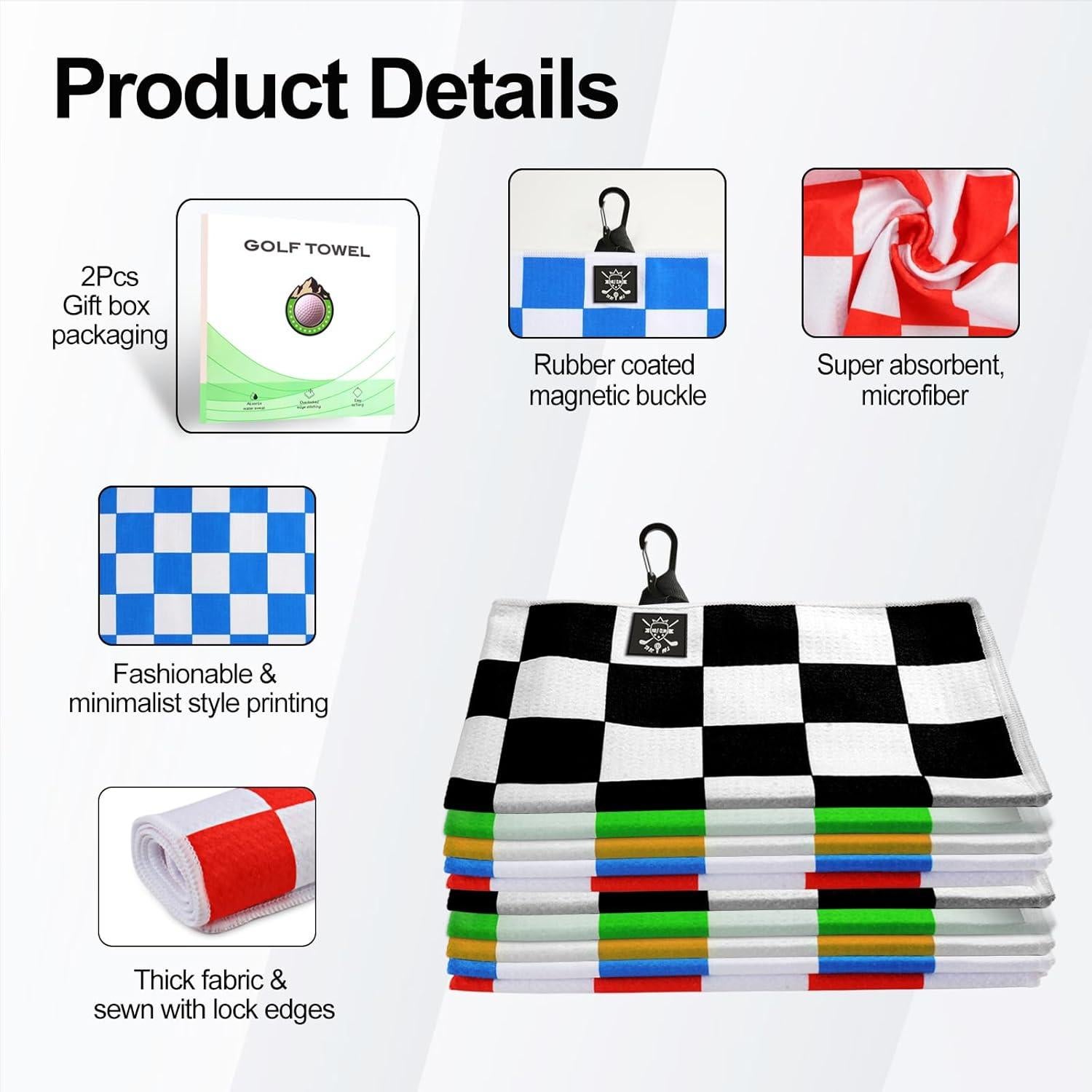 Toalla de Golf Magnética Viddett 61x41cm 2 Pcs Microfibra