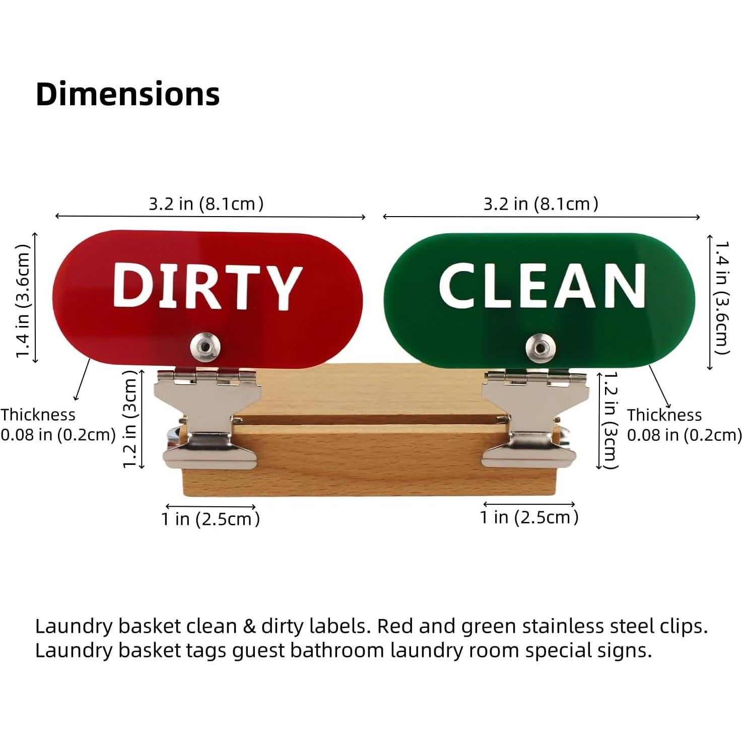 Etiquetas de Cesta de Ropa Limpia y Sucia Runningfish - Clips Acero Inoxidable
