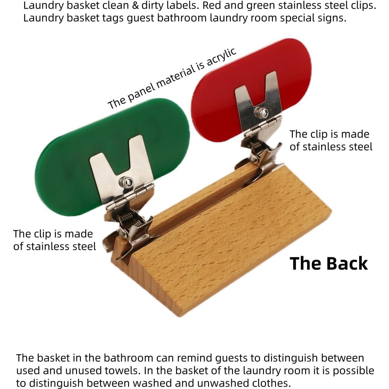 Etiquetas de Cesta de Ropa Limpia y Sucia Runningfish - Clips Acero Inoxidable