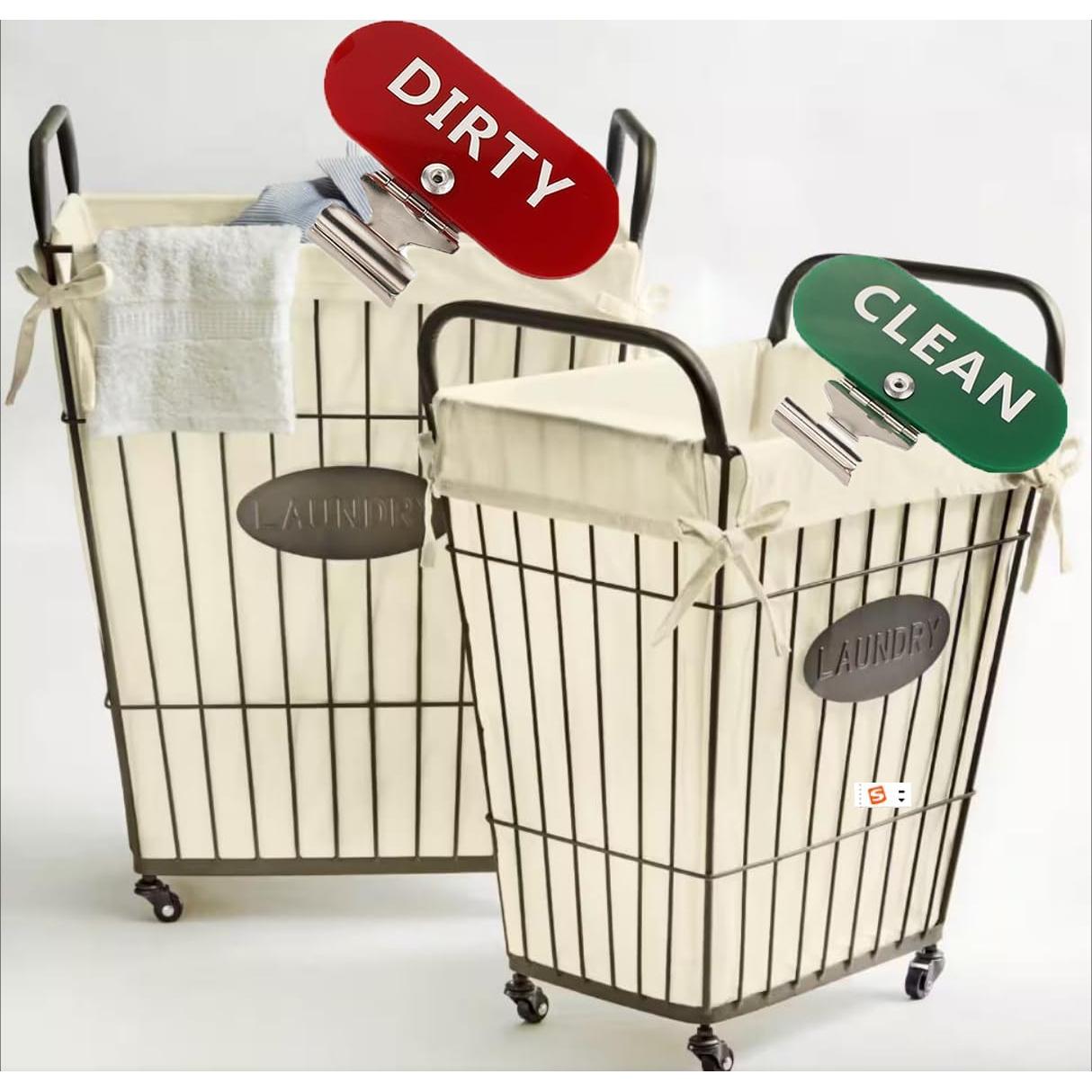 Etiquetas de Cesta de Ropa Limpia y Sucia Runningfish - Clips Acero Inoxidable