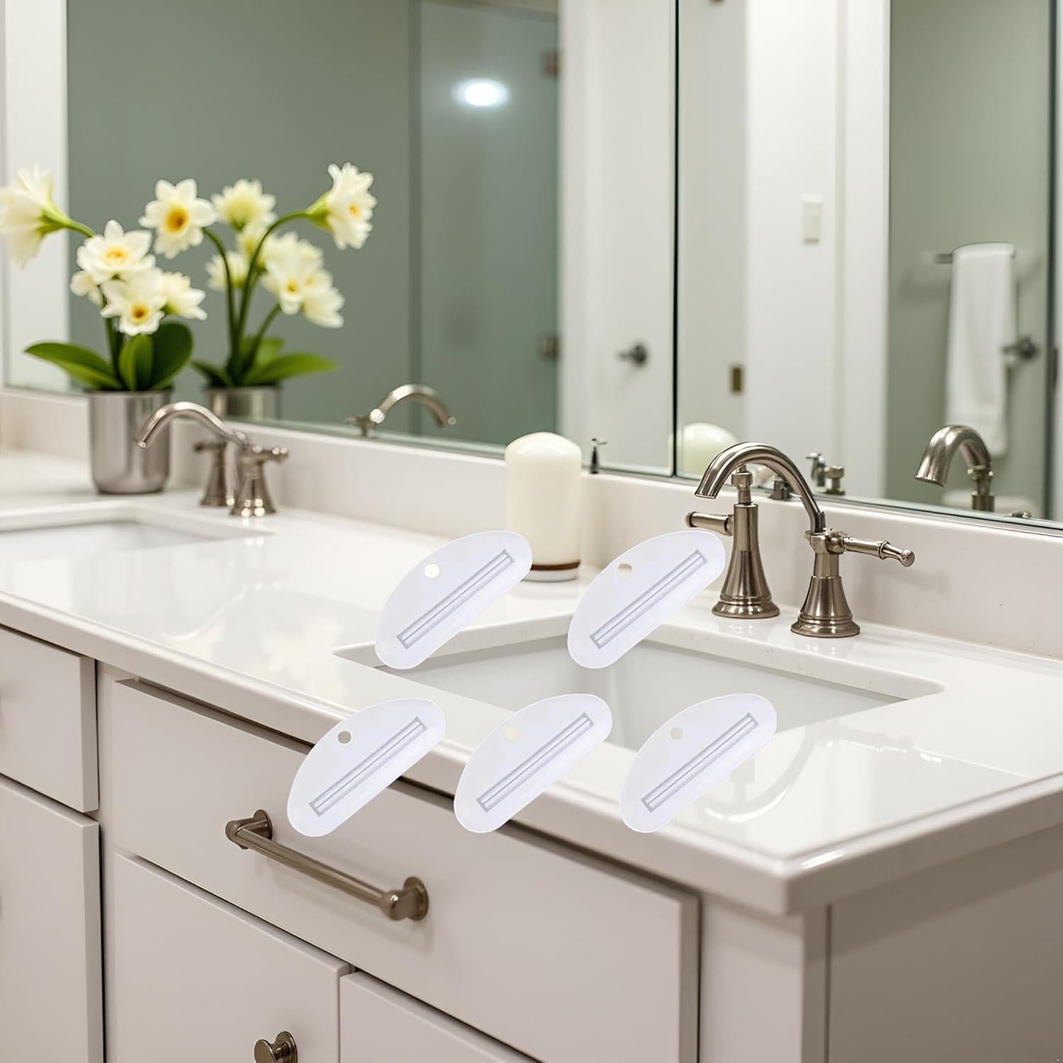 5 Exprimidores de Pasta Dental Tnyvm Blanco, Clips Prácticos