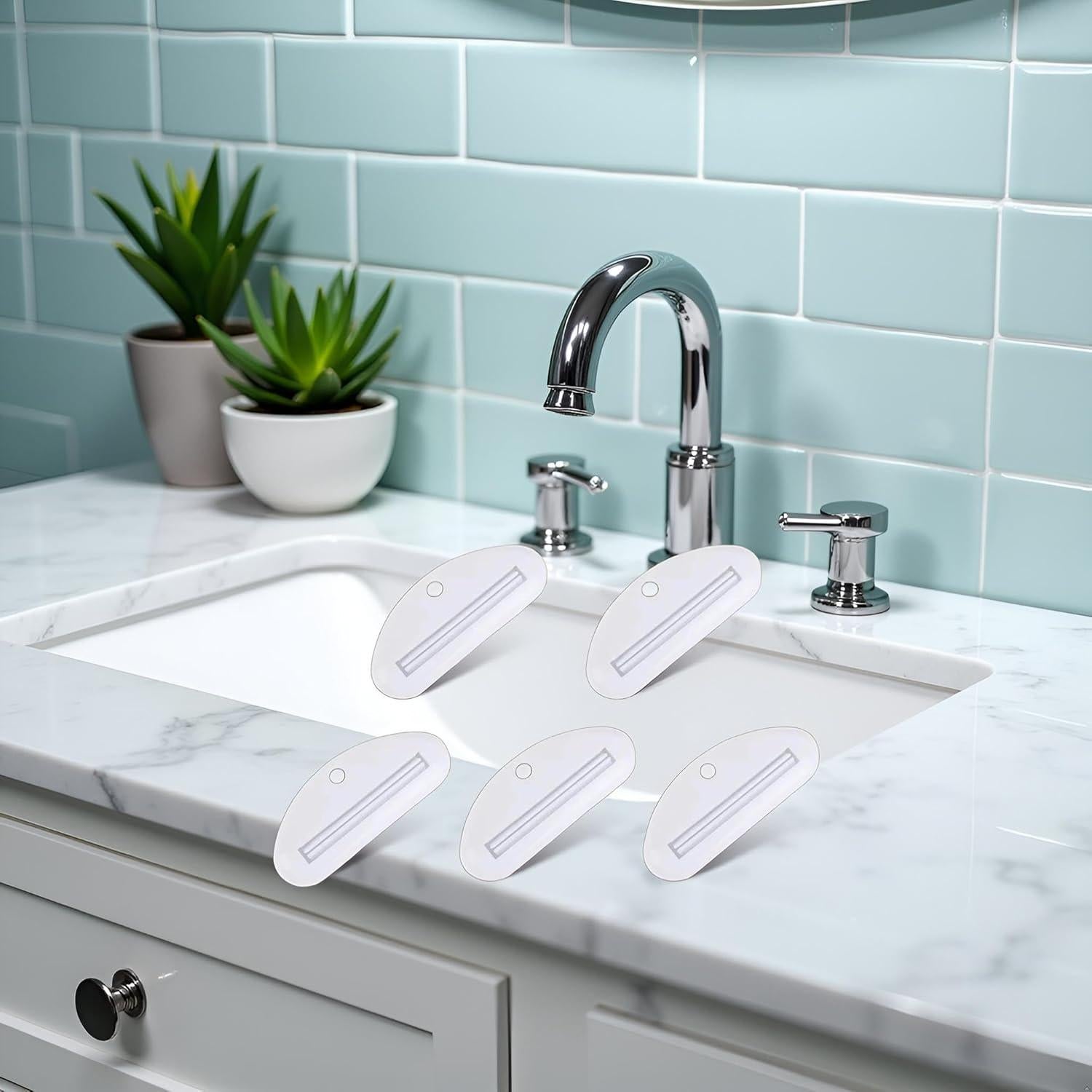 5 Exprimidores de Pasta Dental Tnyvm Blanco, Clips Prácticos