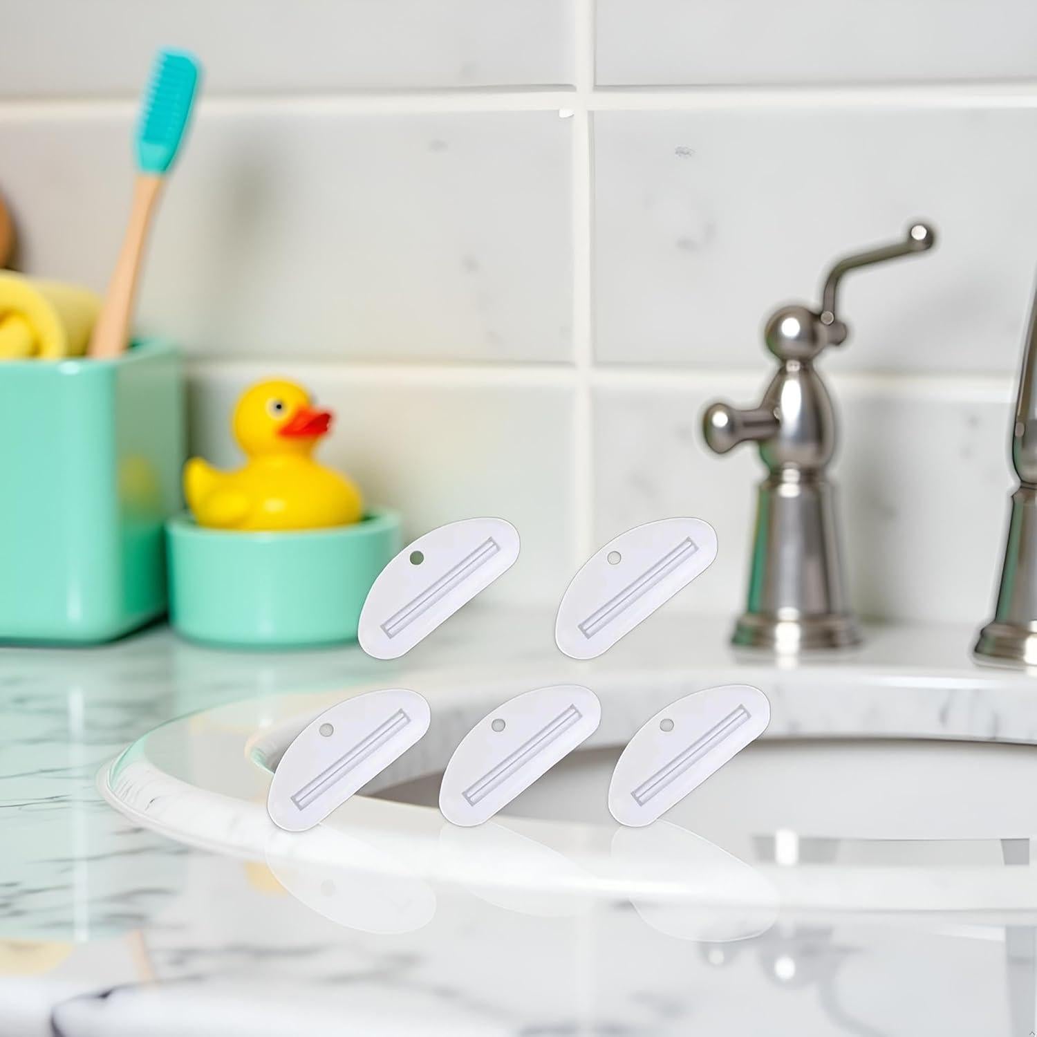 5 Exprimidores de Pasta Dental Tnyvm Blanco, Clips Prácticos