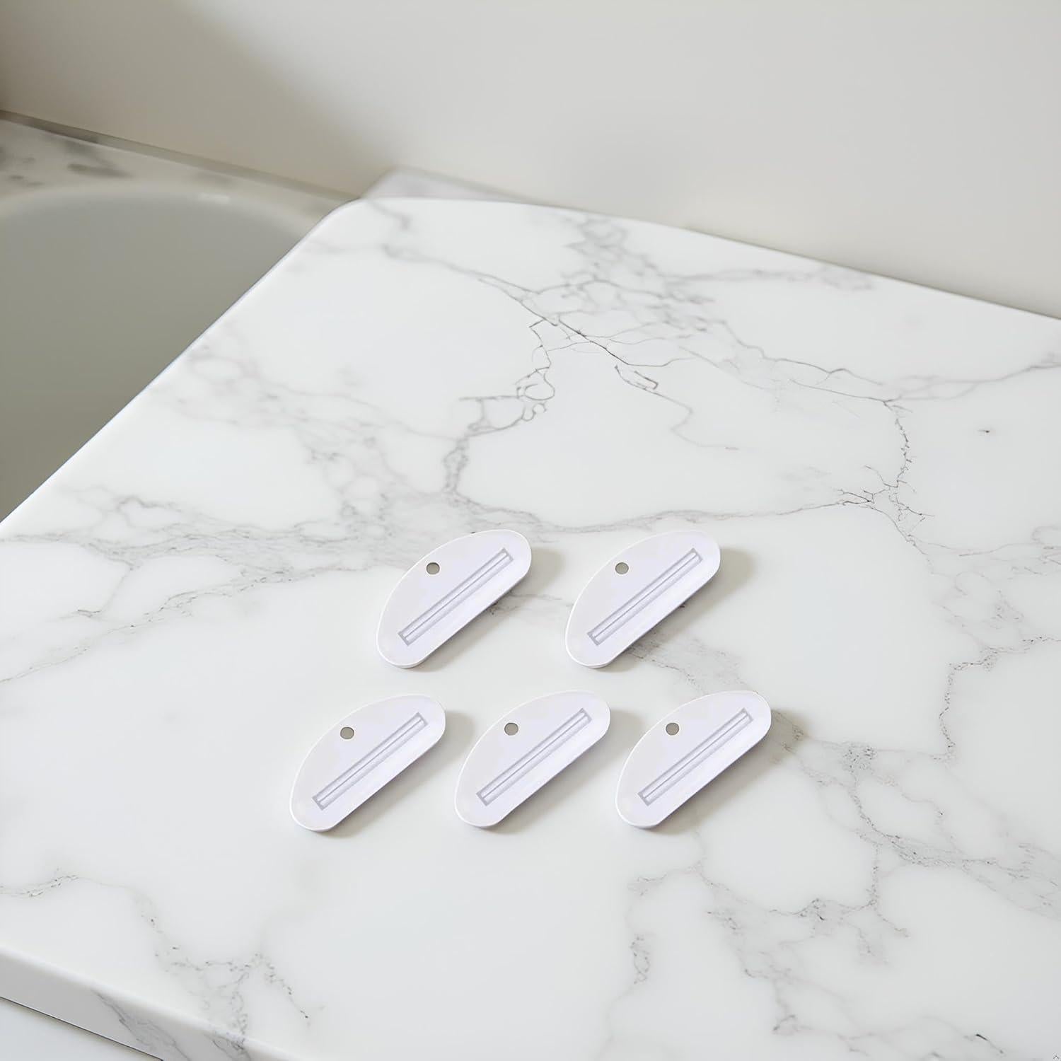 5 Exprimidores de Pasta Dental Tnyvm Blanco, Clips Prácticos