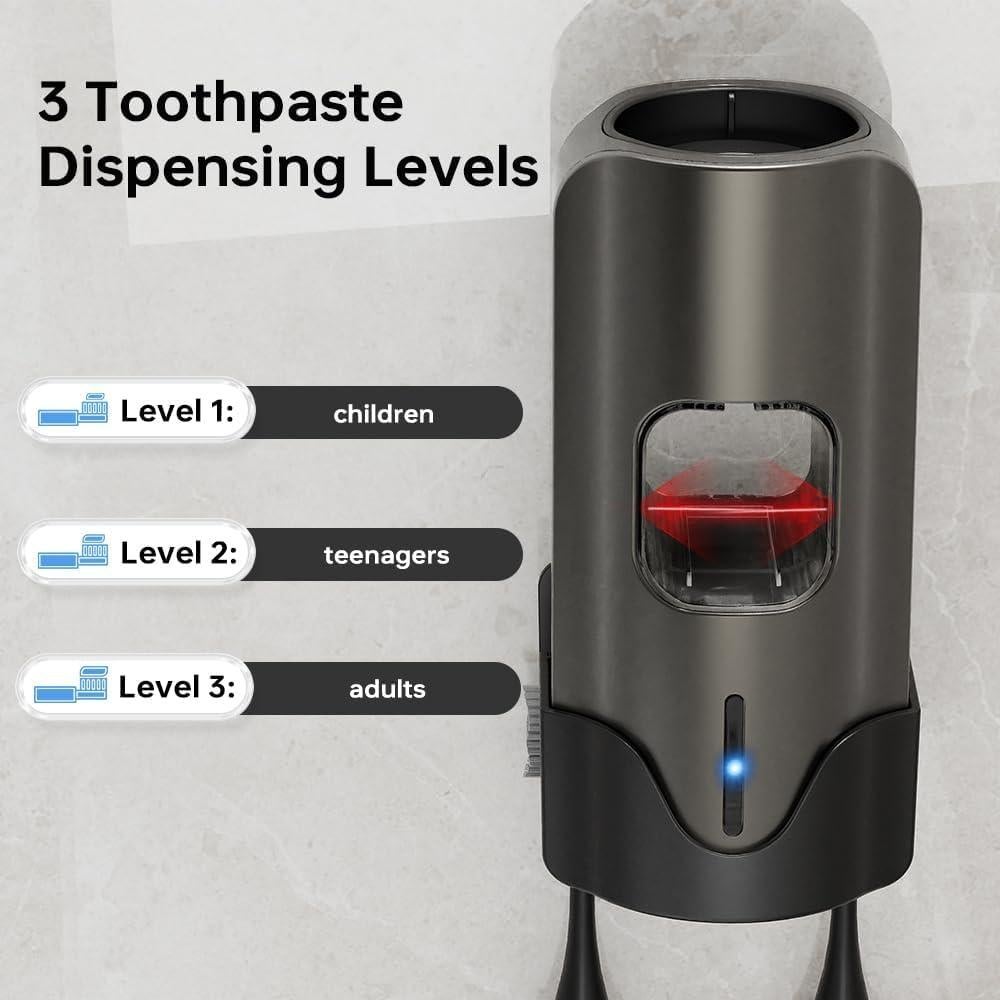Dispensador Automático de Pasta de Dientes TuCao Gris - Sin Contacto, 3 Niveles Ajustables