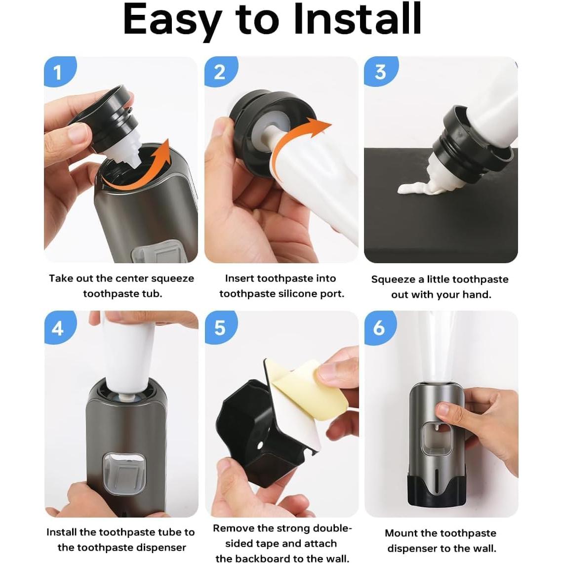 Dispensador Automático de Pasta de Dientes TuCao Gris - Sin Contacto, 3 Niveles Ajustables