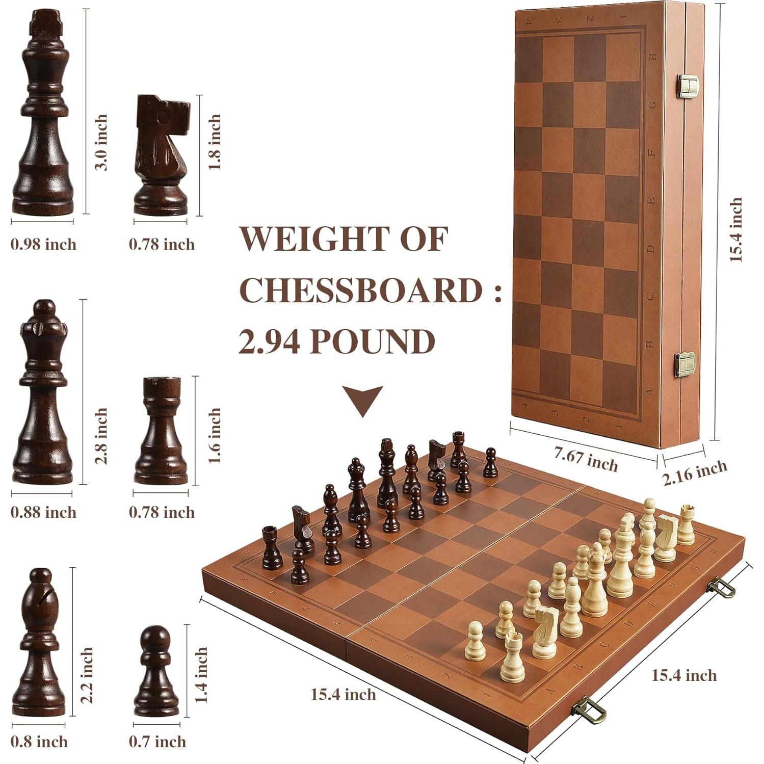 Juego de Ajedrez Magnético OUMODA de Cuero 39.1 cm Plegable