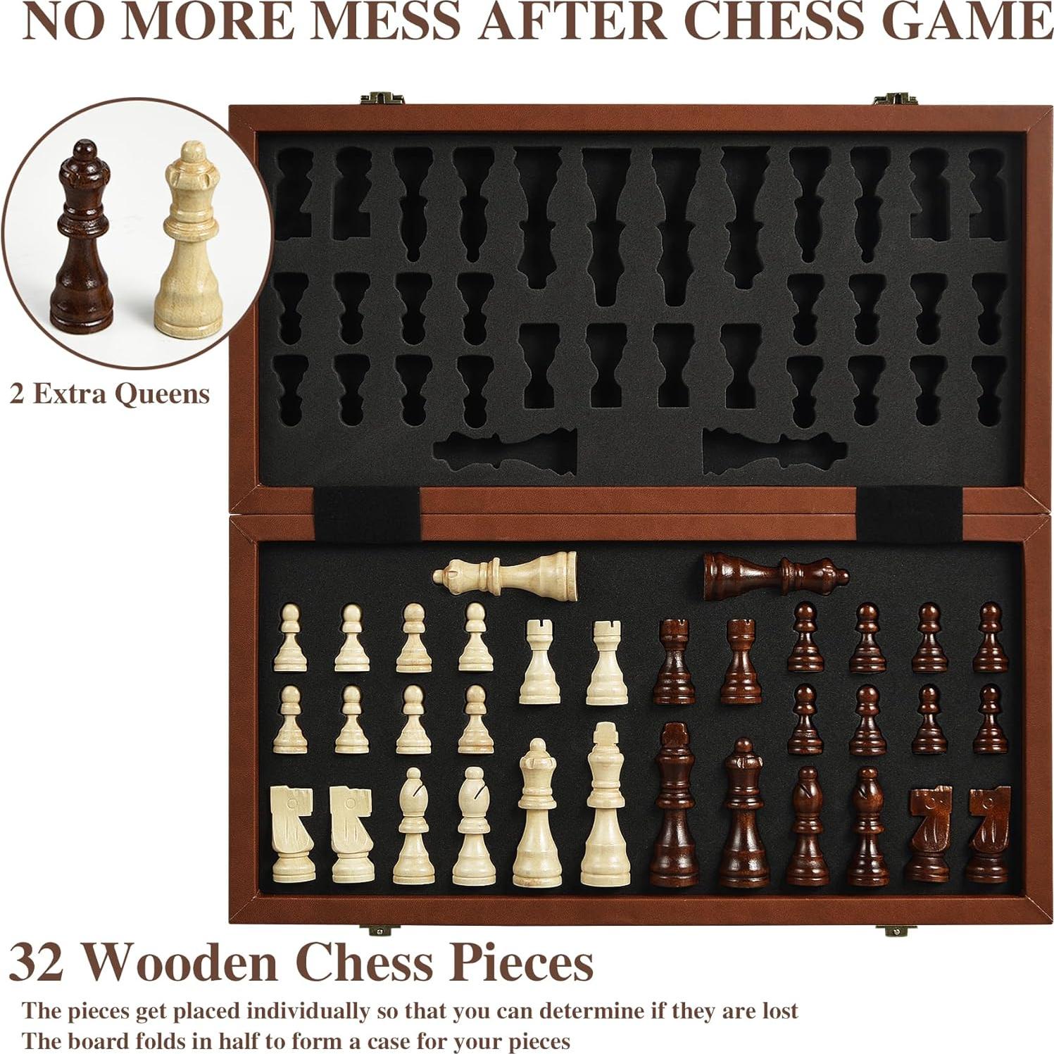 Juego de Ajedrez Magnético OUMODA de Cuero 39.1 cm Plegable