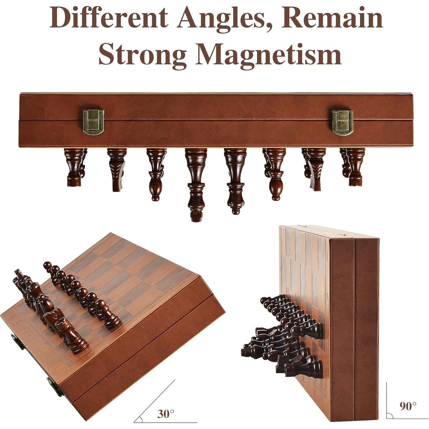 Juego de Ajedrez Magnético OUMODA de Cuero 39.1 cm Plegable