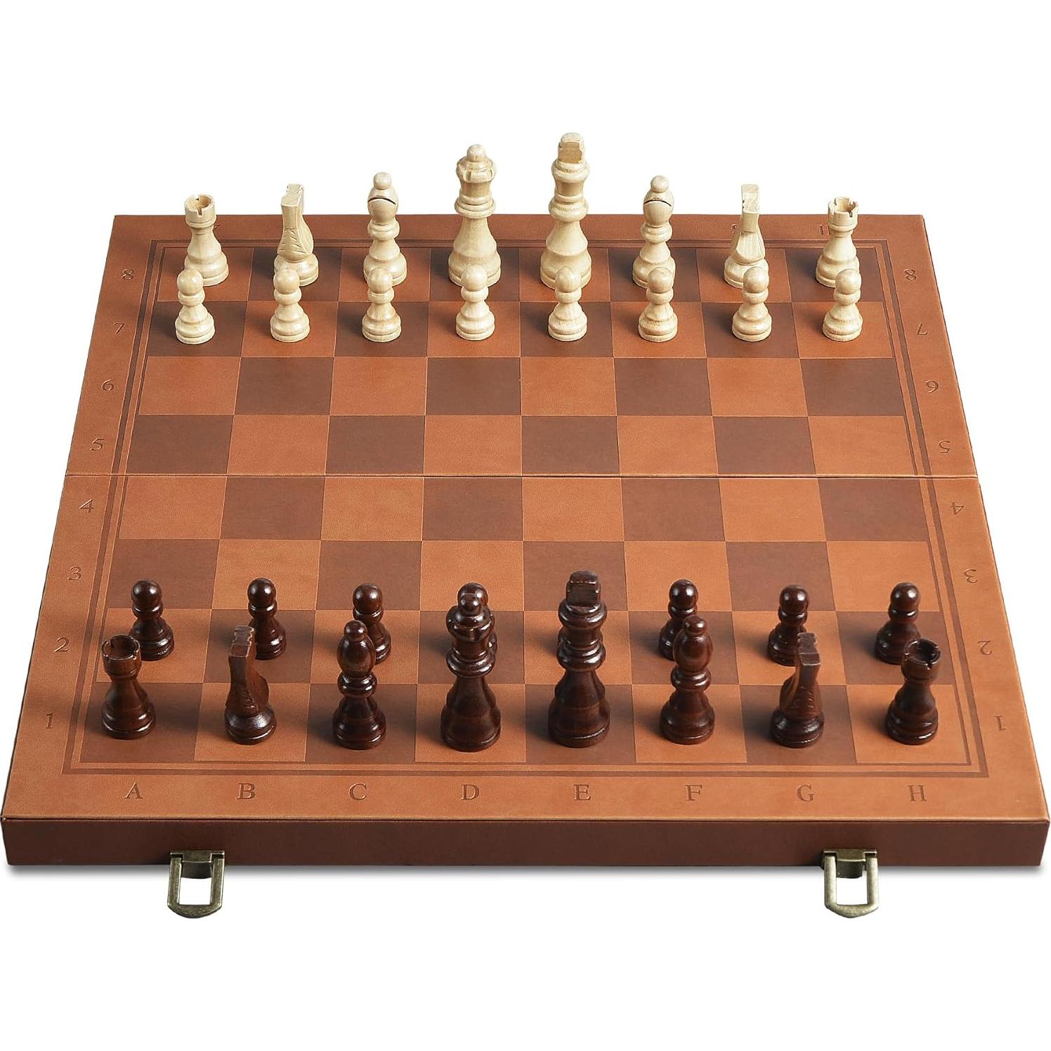 Juego de Ajedrez Magnético OUMODA de Cuero 39.1 cm Plegable