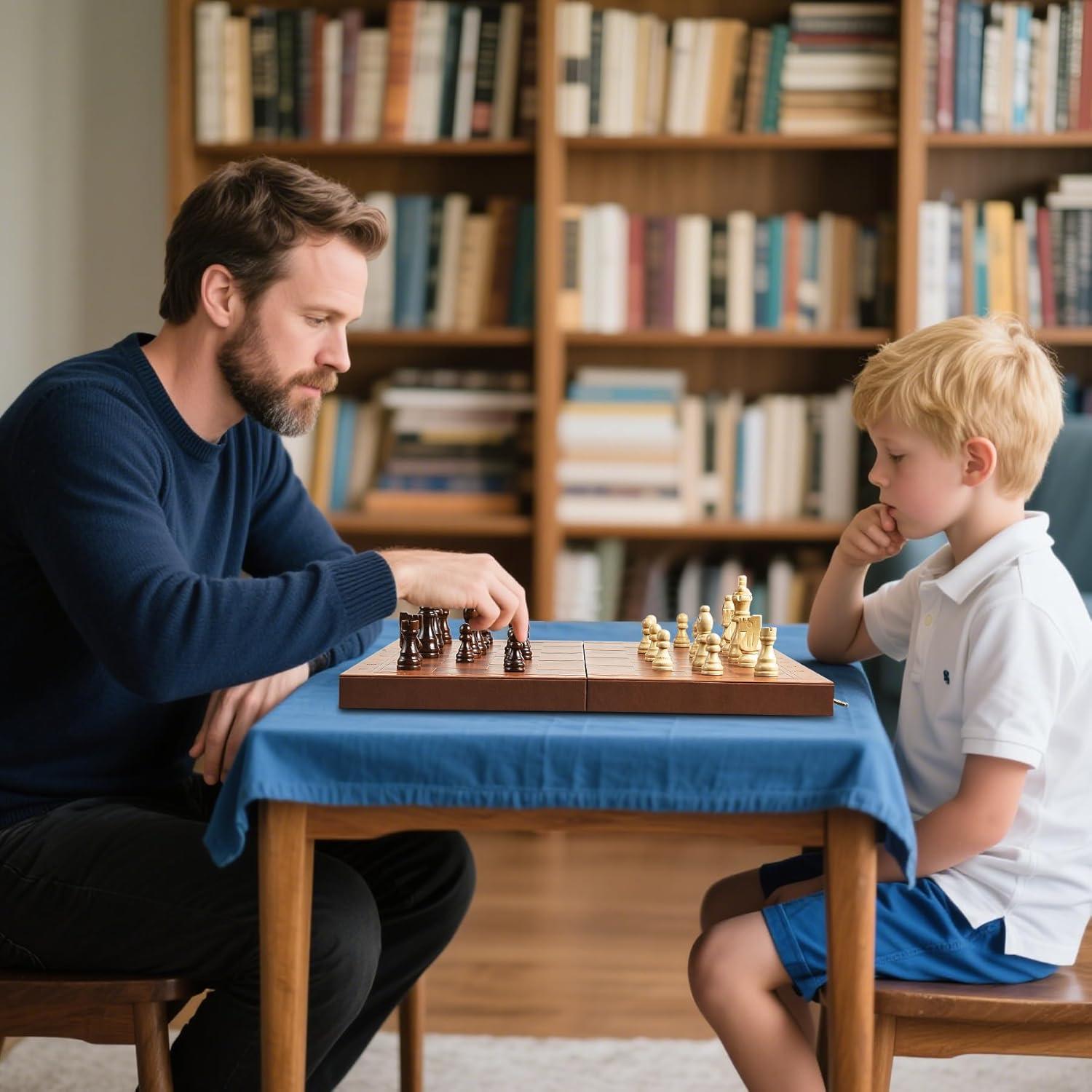 Juego de Ajedrez Magnético OUMODA de Cuero 39.1 cm Plegable