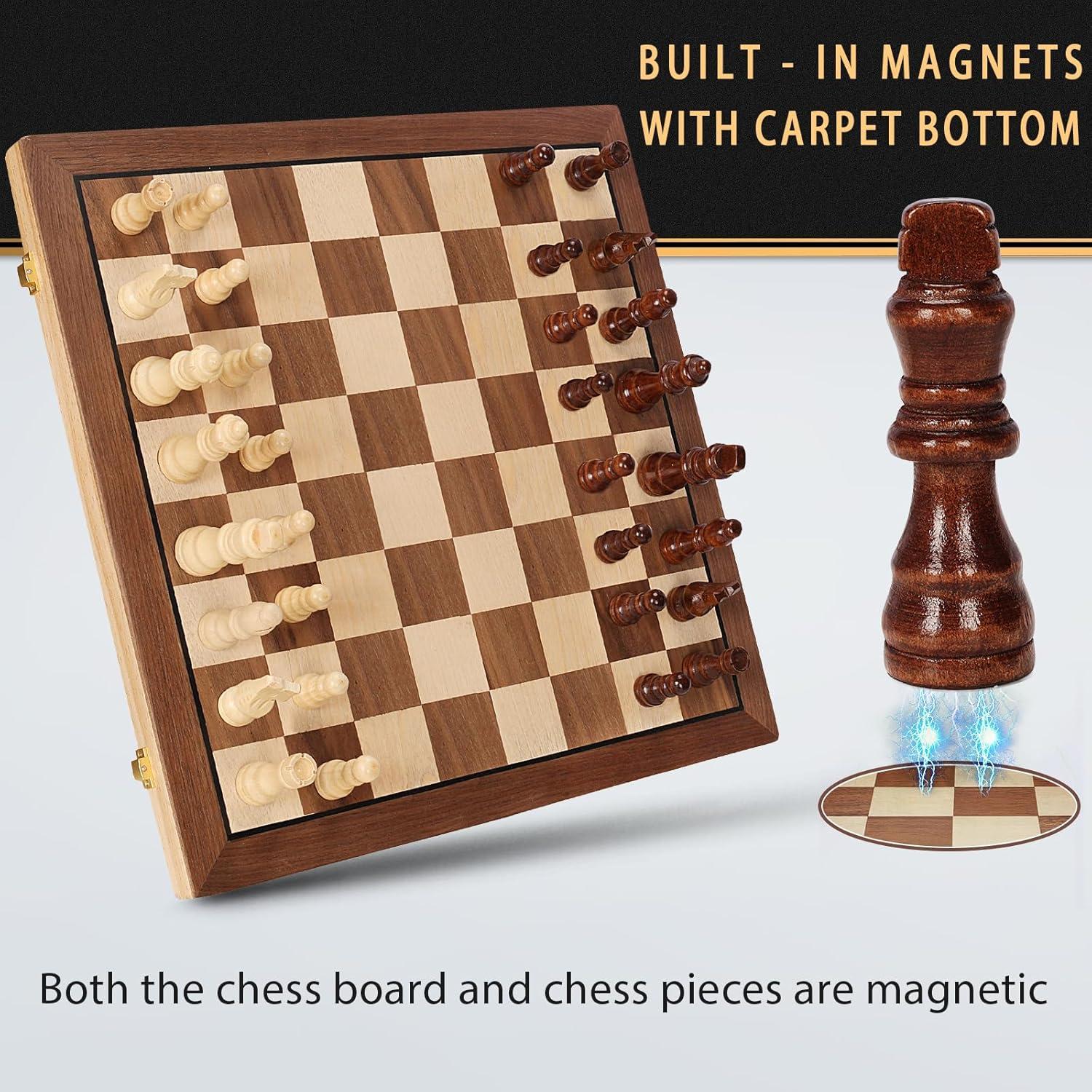 Juego de Ajedrez Magnético de Madera BSTOYDER 38.1 cm Plegable