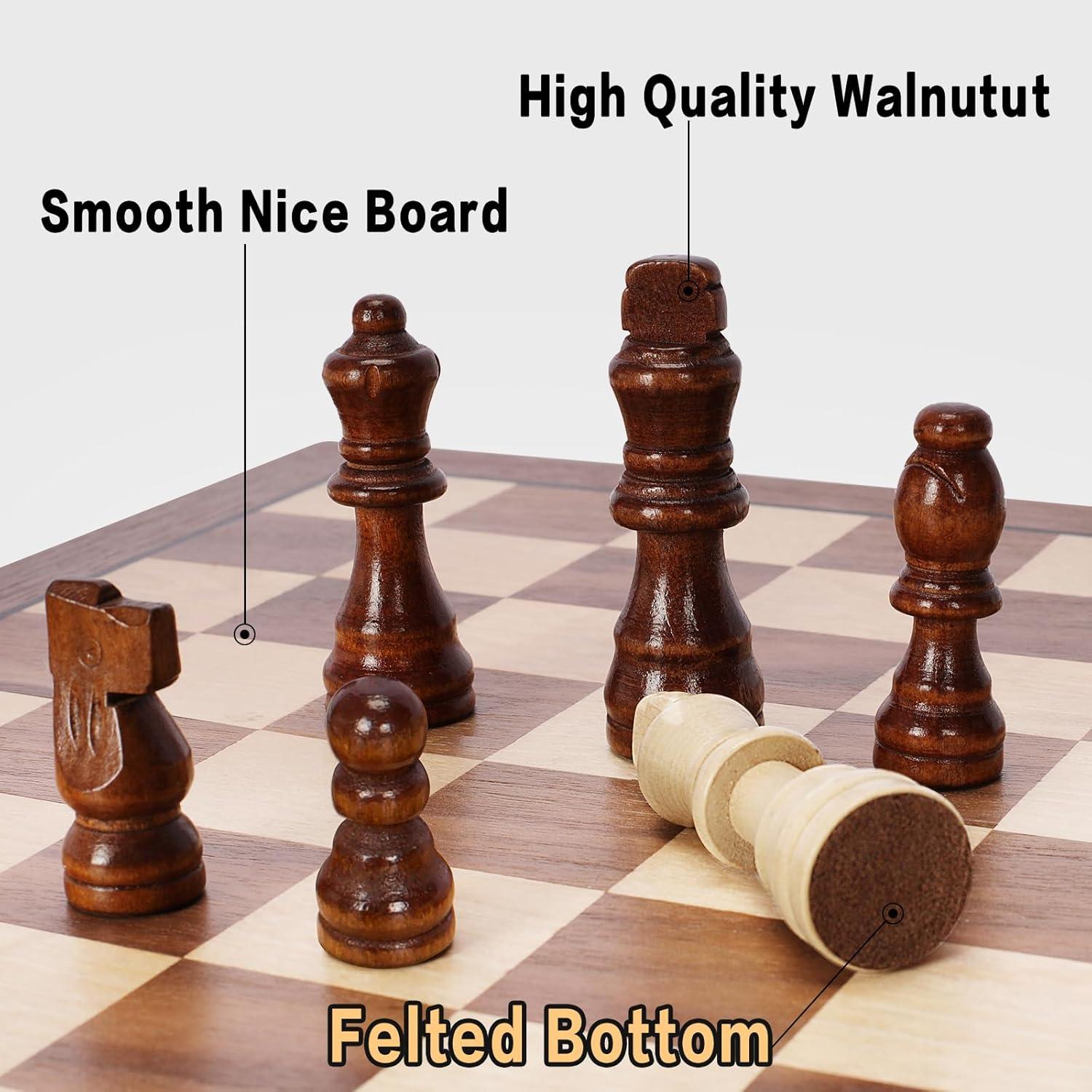 Juego de Ajedrez Magnético de Madera BSTOYDER 38.1 cm Plegable