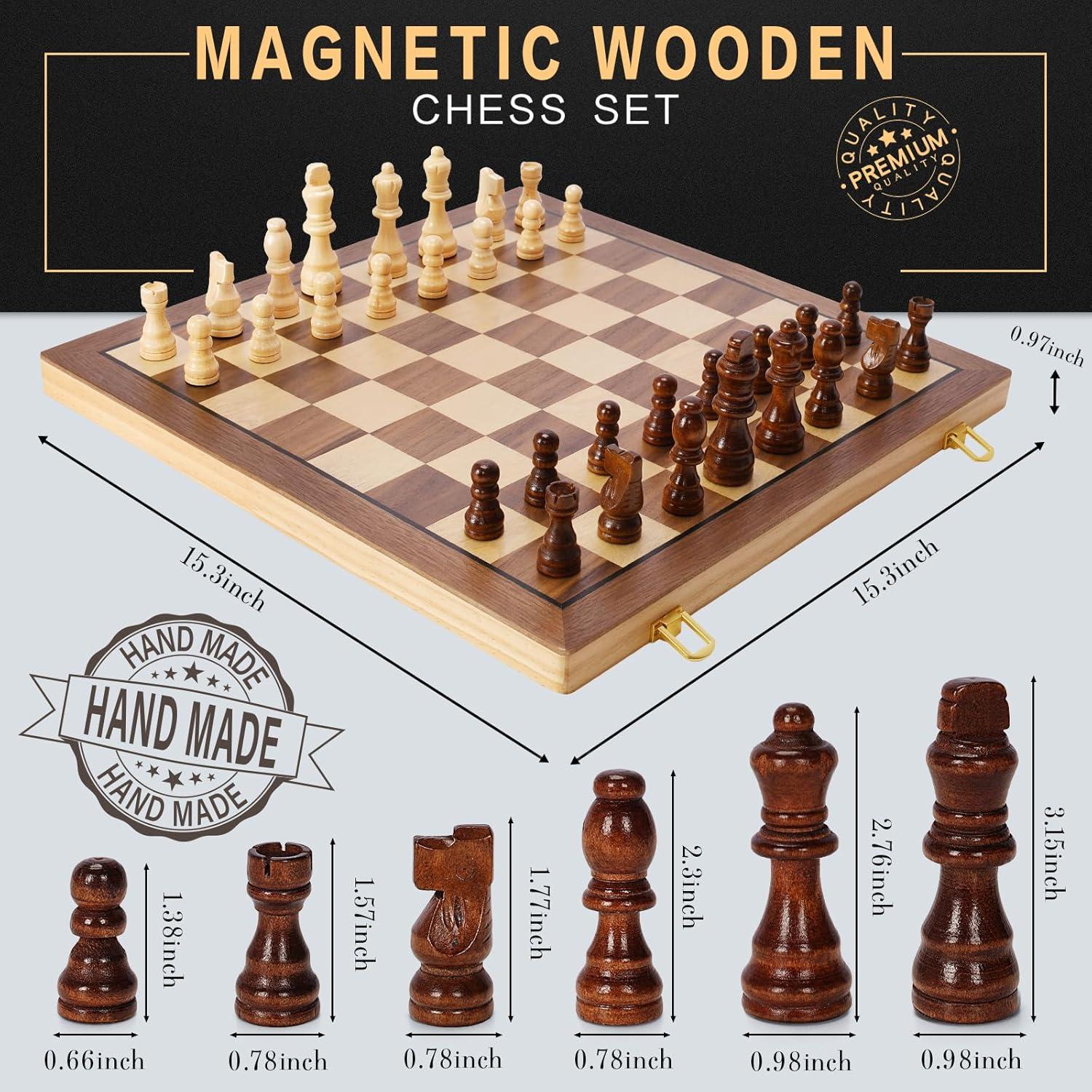 Juego de Ajedrez Magnético de Madera BSTOYDER 38.1 cm Plegable