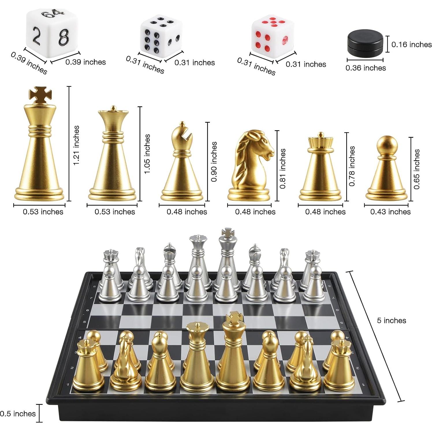 Juego de Ajedrez Damas Backgammon Magnético OUMODA 3 en 1