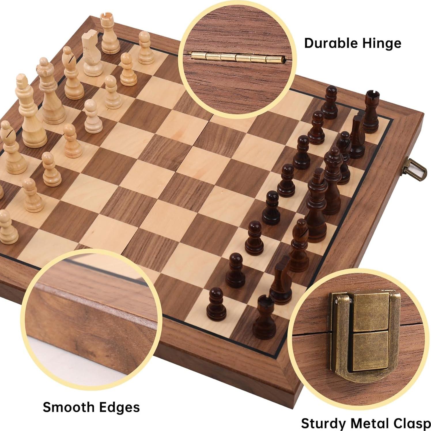 Juego de Ajedrez Magnético de Madera 15" con Bolsa Azul