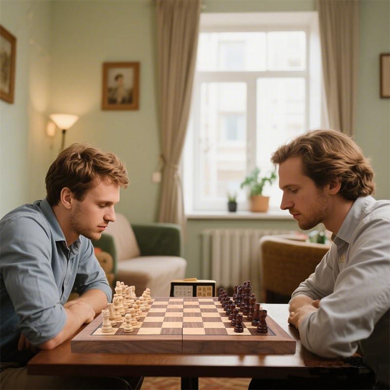 Juego de Ajedrez Magnético de Madera 15" con Bolsa Azul