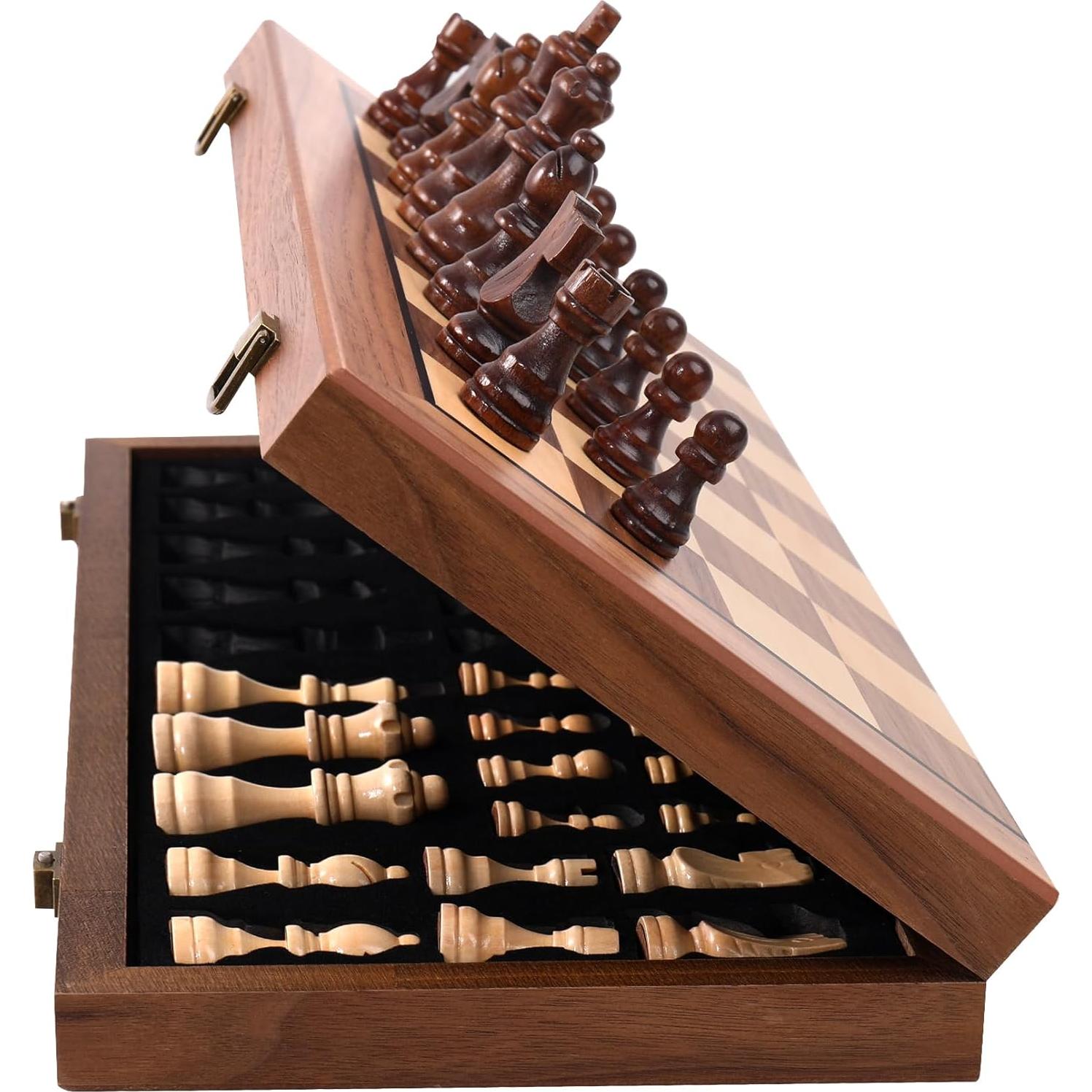 Juego de Ajedrez Magnético de Madera 15" con Bolsa Azul