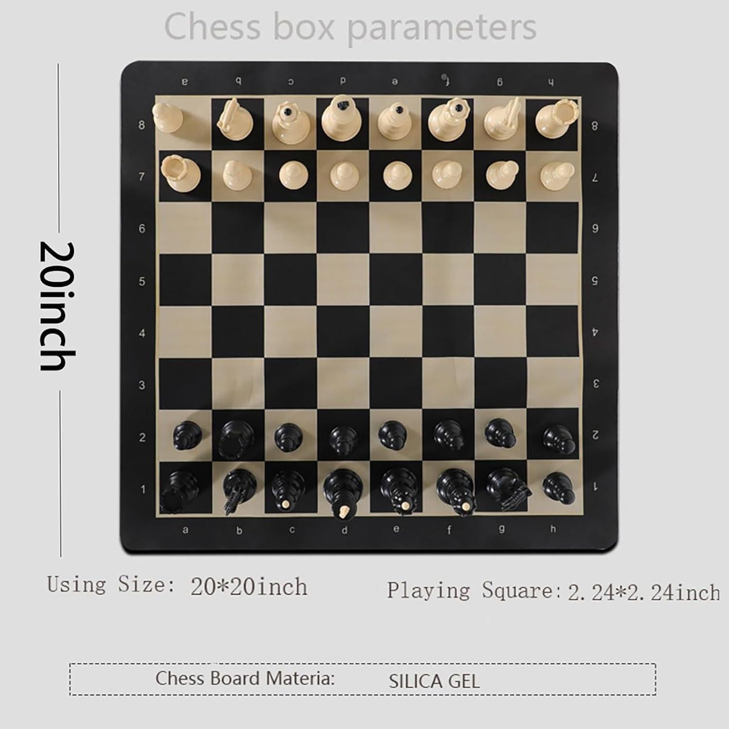 Juego de Ajedrez Plegable Portátil LuckyWish 20" Goma y Plástico