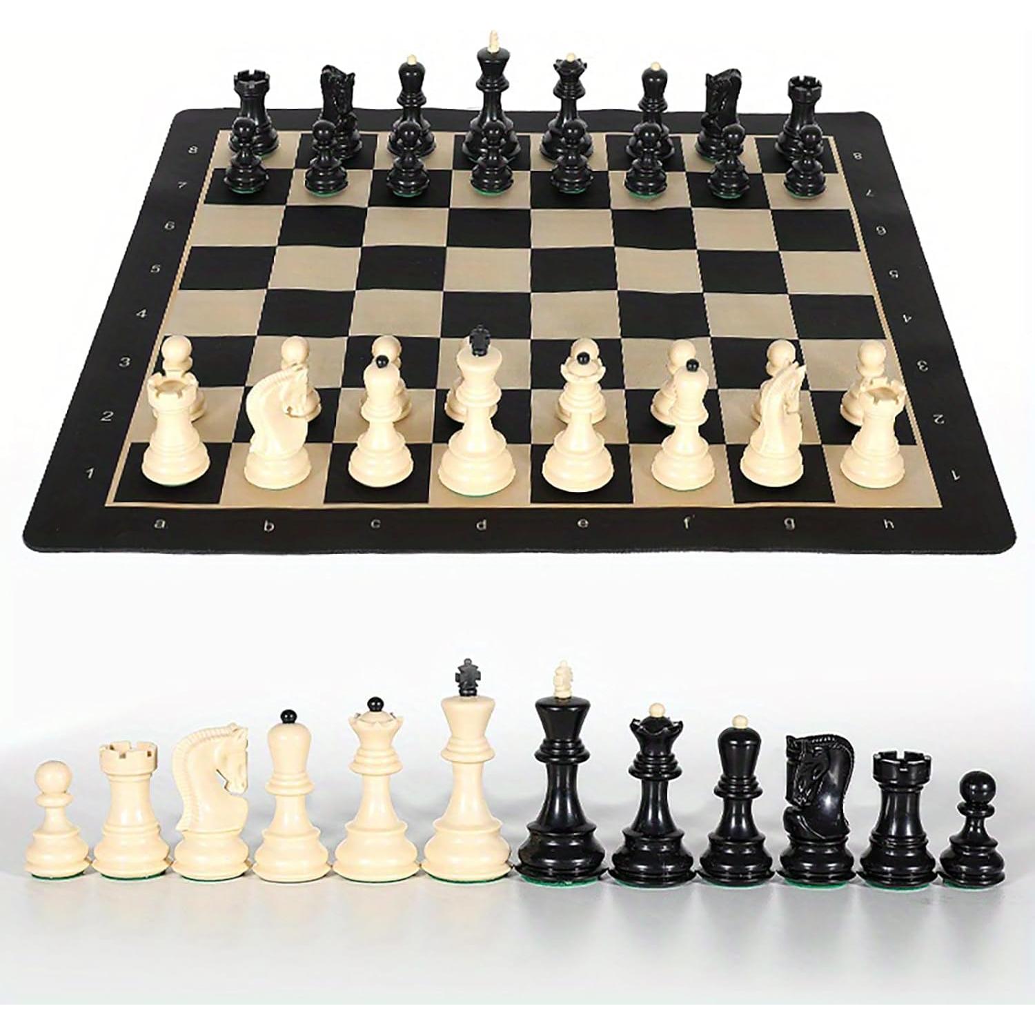 Juego de Ajedrez Plegable Portátil LuckyWish 20" Goma y Plástico