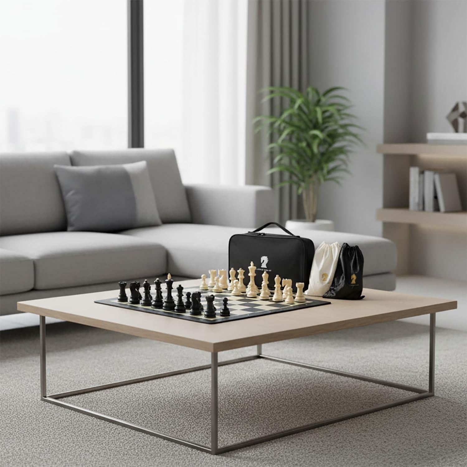 Juego de Ajedrez Plegable Portátil LuckyWish 20" Goma y Plástico