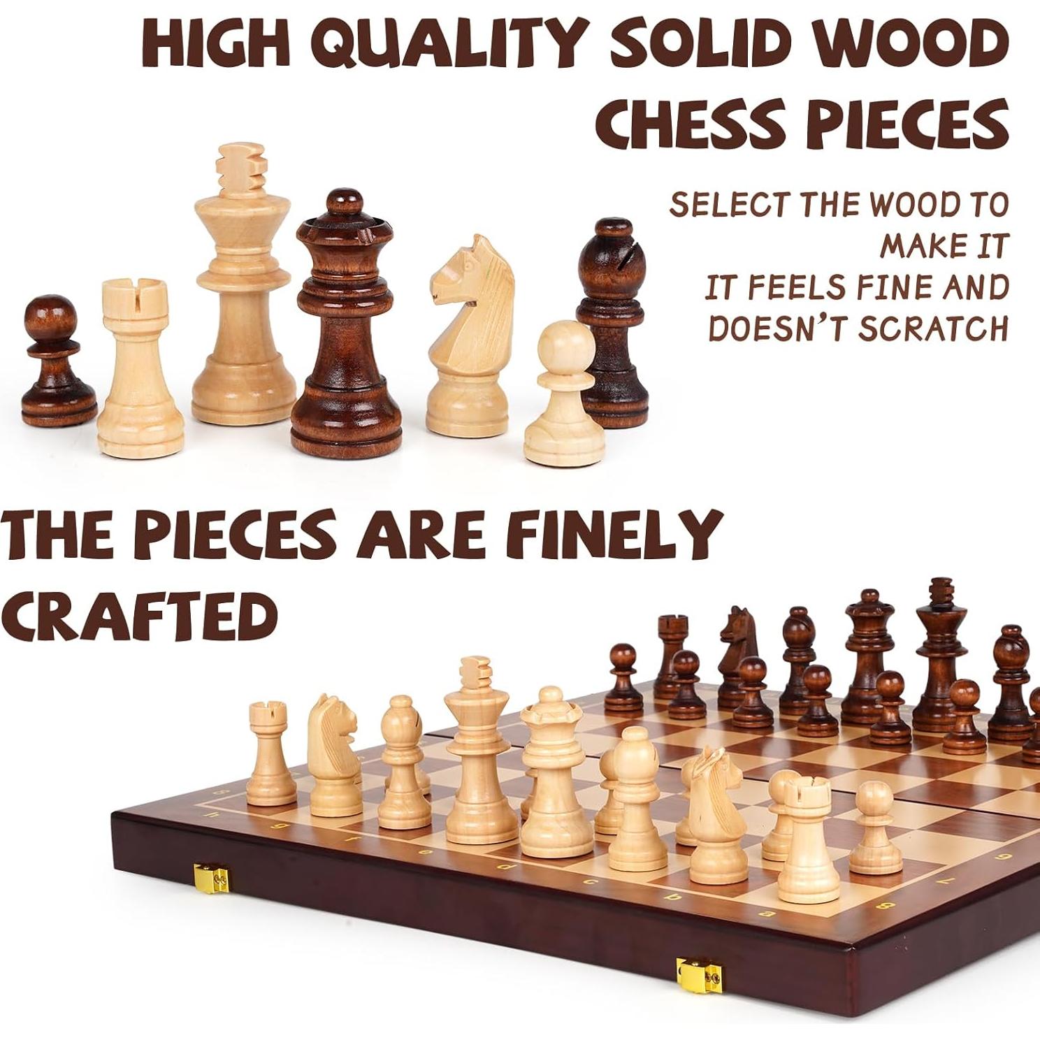 Juego de Ajedrez Magnético de Madera Plegable 38x19cm