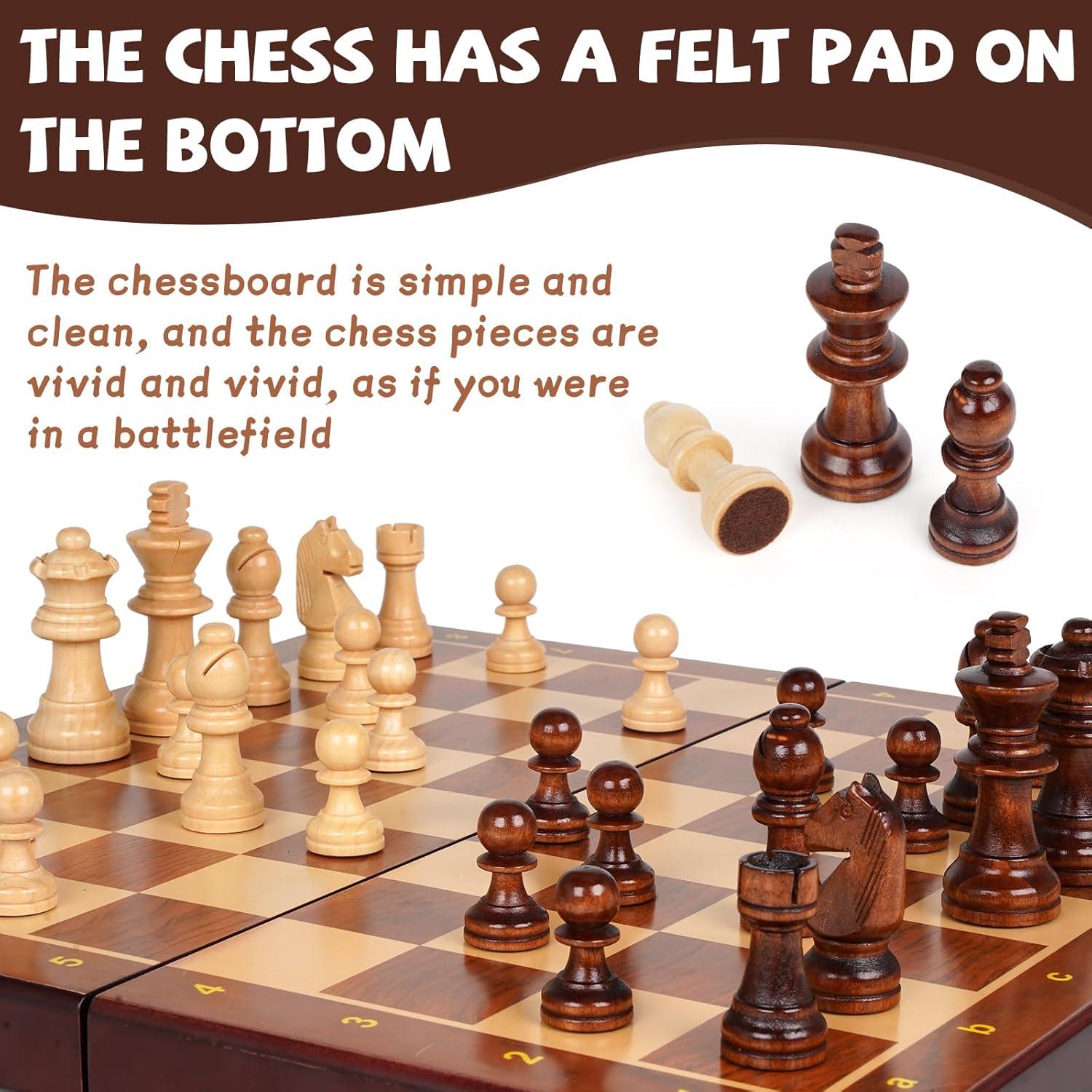 Juego de Ajedrez Magnético de Madera Plegable 38x19cm
