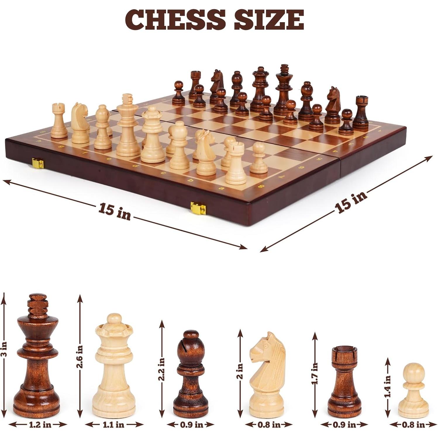 Juego de Ajedrez Magnético de Madera Plegable 38x19cm