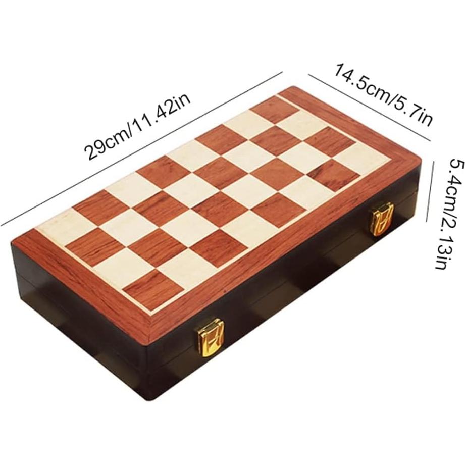 Juego de Ajedrez Deluxe Metálico 29x29 cm - Caja de Madera