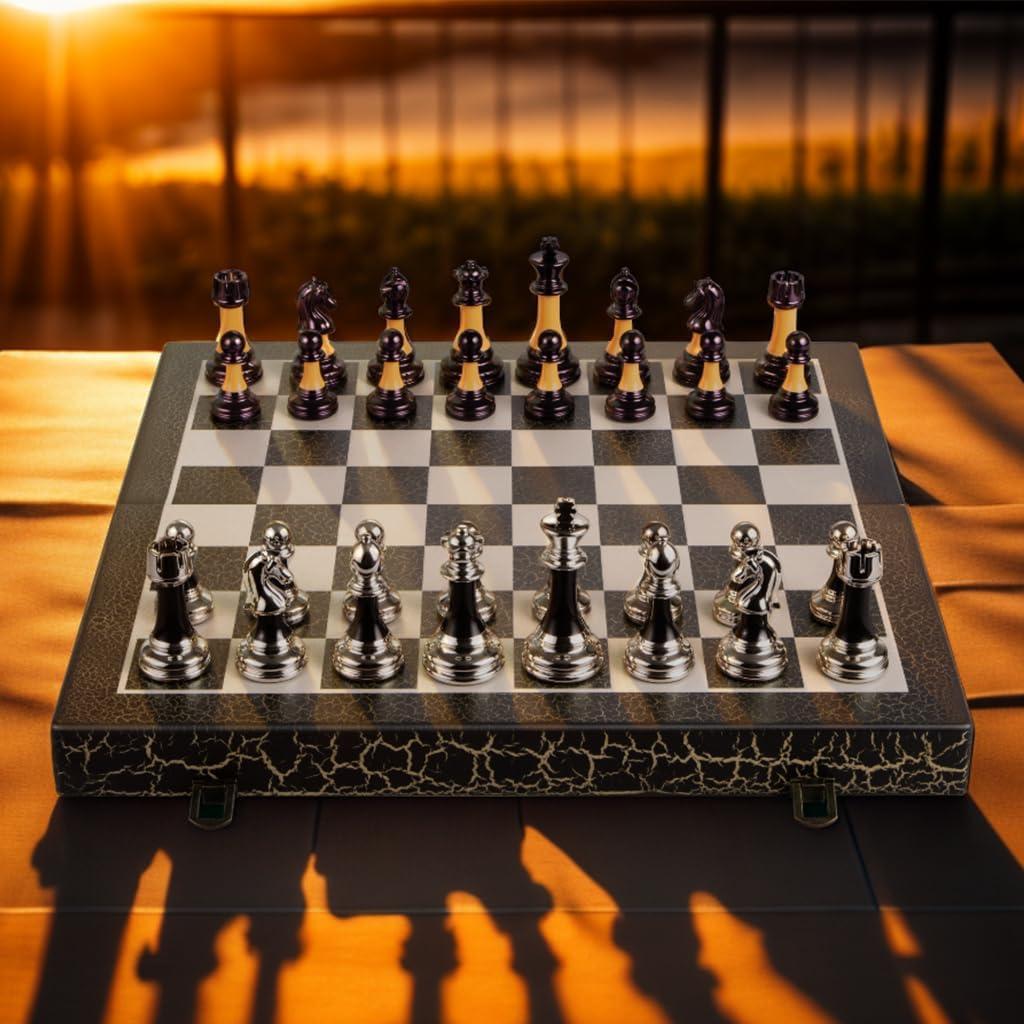 Juego de Ajedrez Plegable BIVOMON 42x42 cm Acrílico Lujo