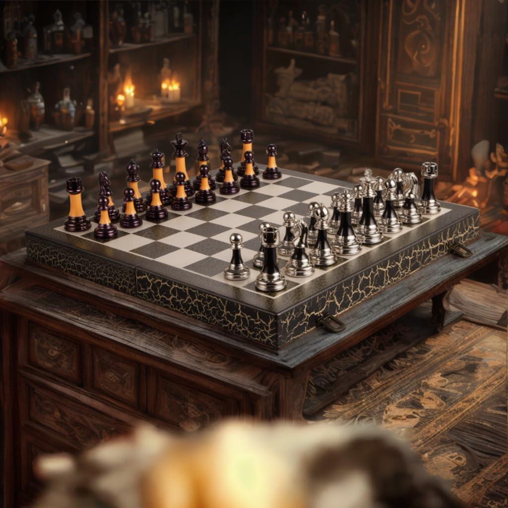 Juego de Ajedrez Plegable BIVOMON 42x42 cm Acrílico Lujo