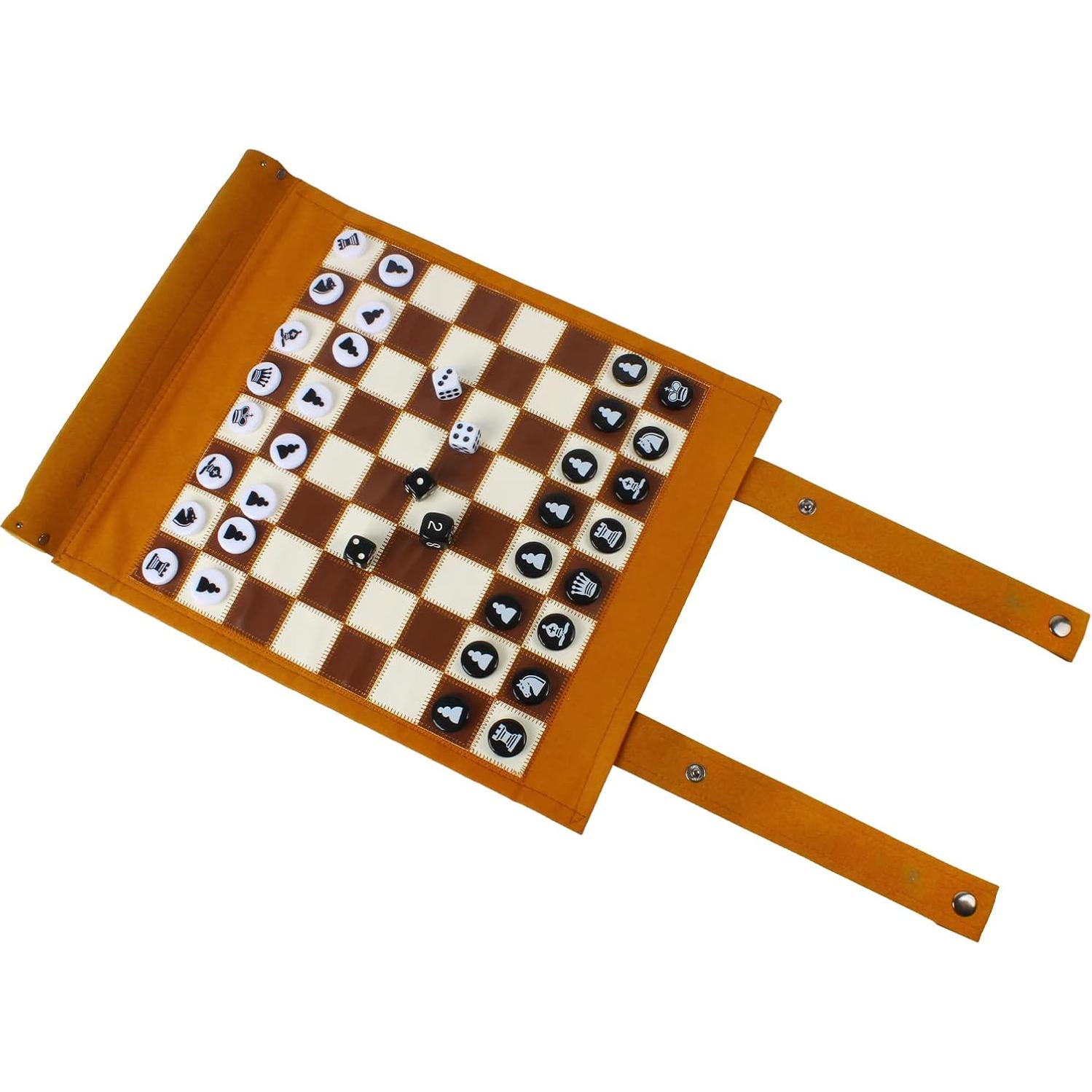 Juego de Mesa 3-en-1 Ajedrez Damas Backgammon Andux Marrón
