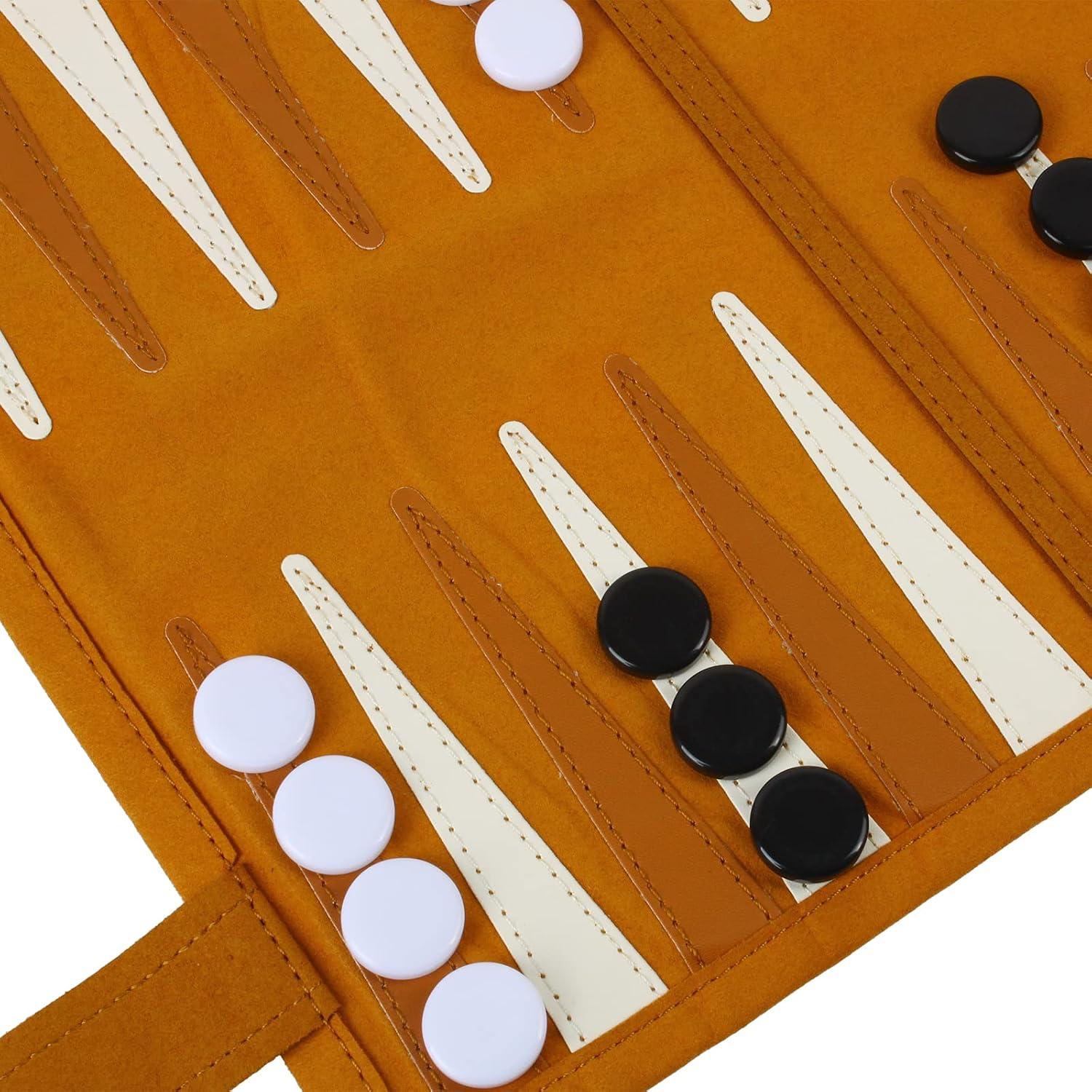 Juego de Mesa 3-en-1 Ajedrez Damas Backgammon Andux Marrón