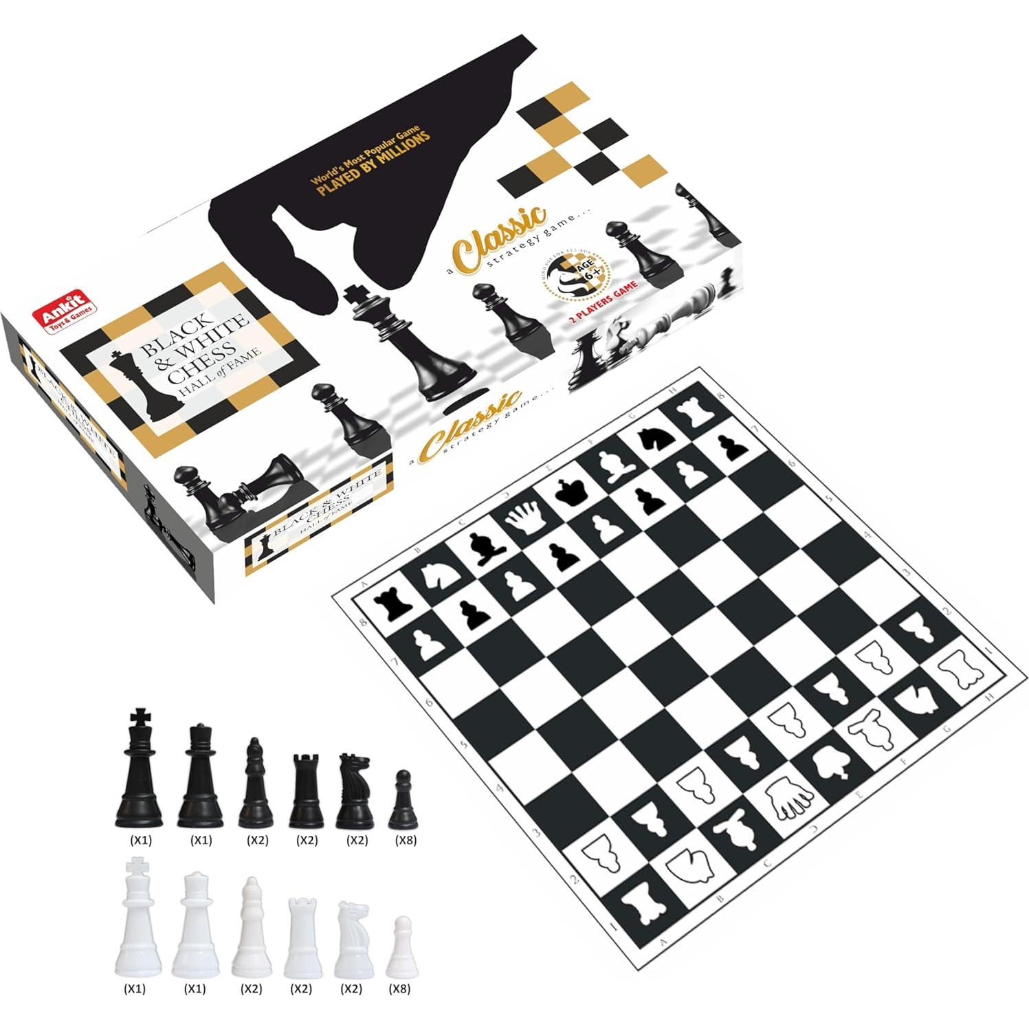 Conjunto de Ajedrez Negro y Blanco Ankit 38x38 cm Portátil