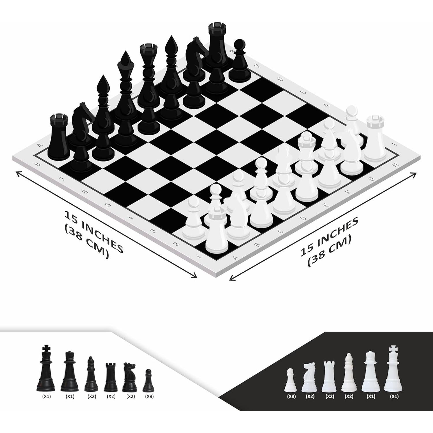Conjunto de Ajedrez Negro y Blanco Ankit 38x38 cm Portátil