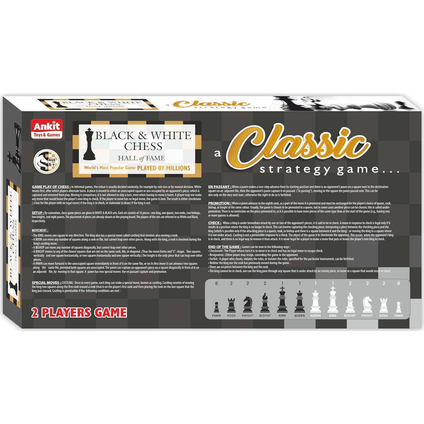 Conjunto de Ajedrez Negro y Blanco Ankit 38x38 cm Portátil