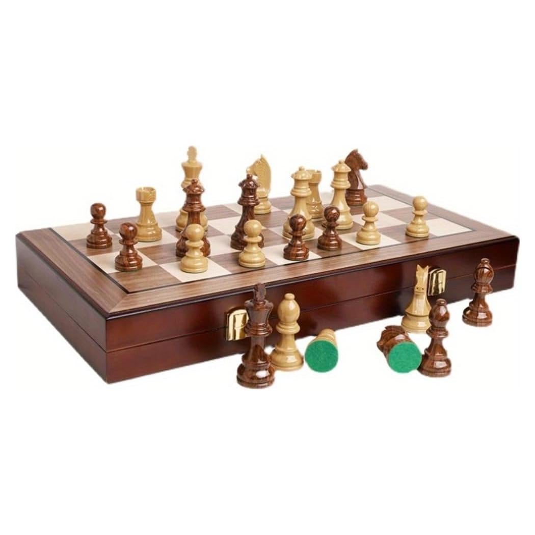 Juego de Ajedrez Plegable de Madera de Nogal 50x50 cm - Torneo
