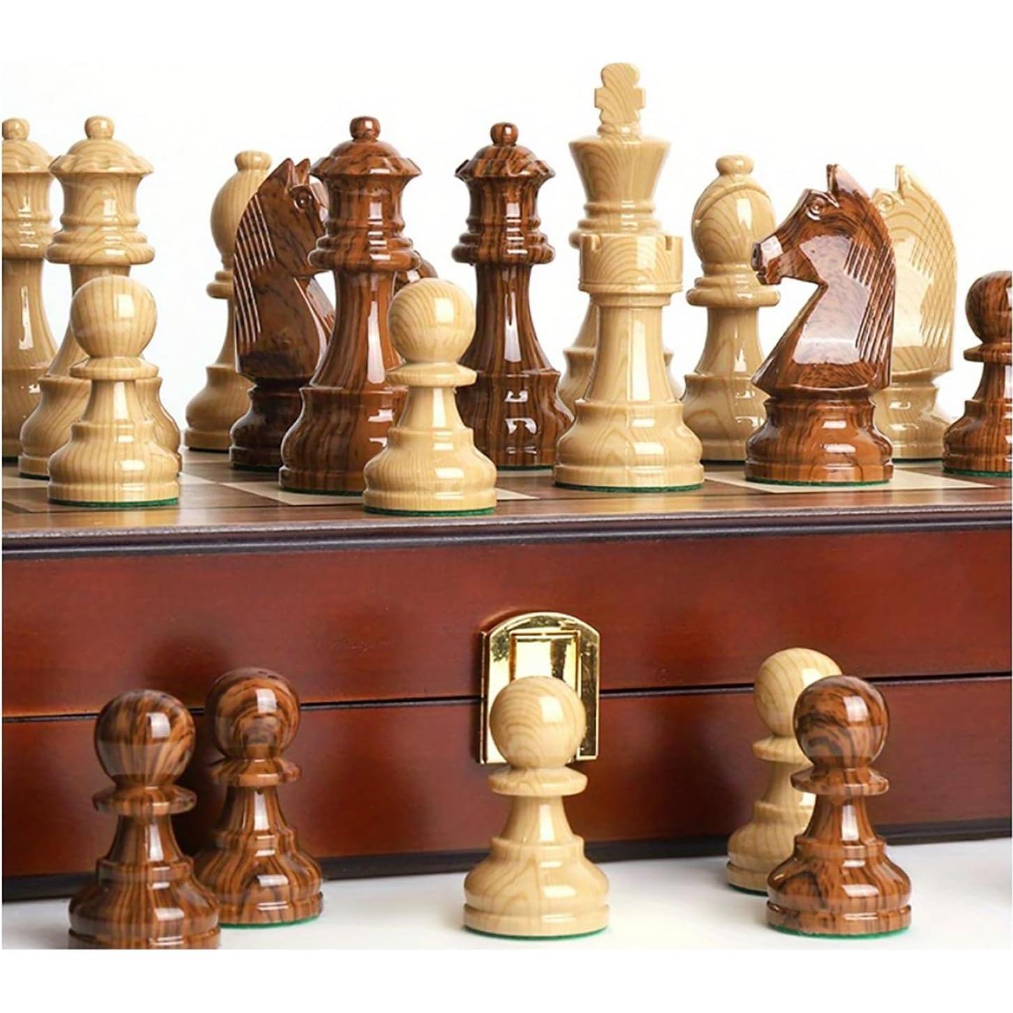 Juego de Ajedrez Plegable de Madera de Nogal 50x50 cm - Torneo